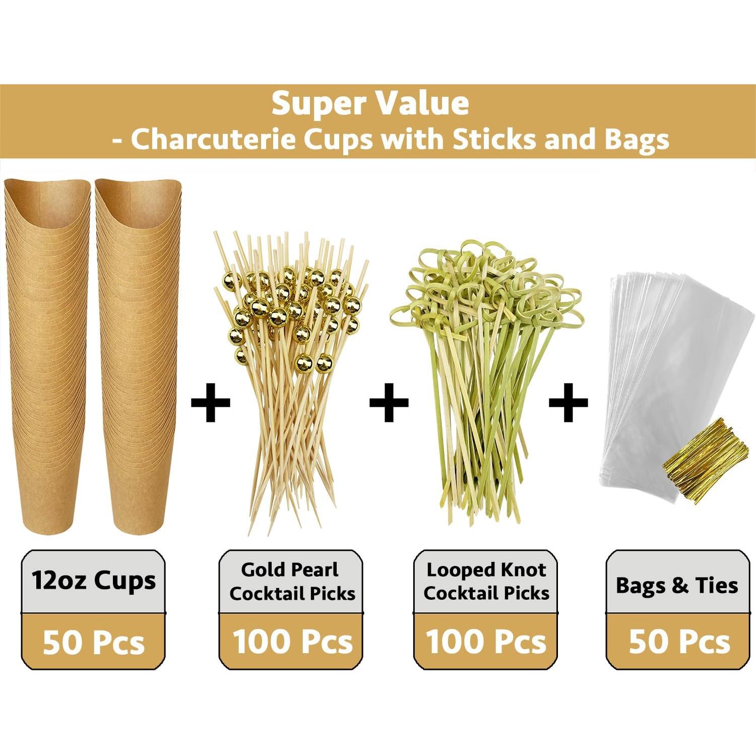 Set 50 Tazas Desechables Charcutería CAMKYDE 12 oz