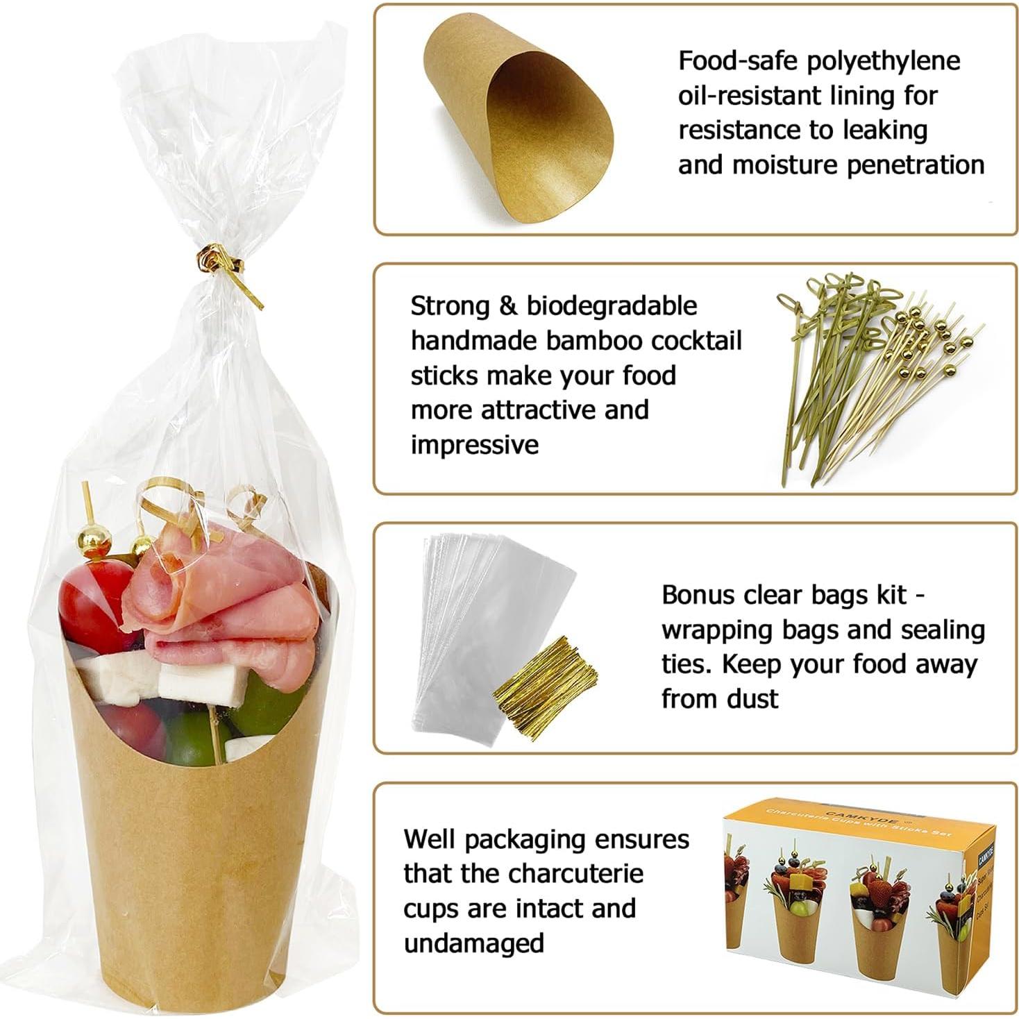 Set 50 Tazas Desechables Charcutería CAMKYDE 12 oz