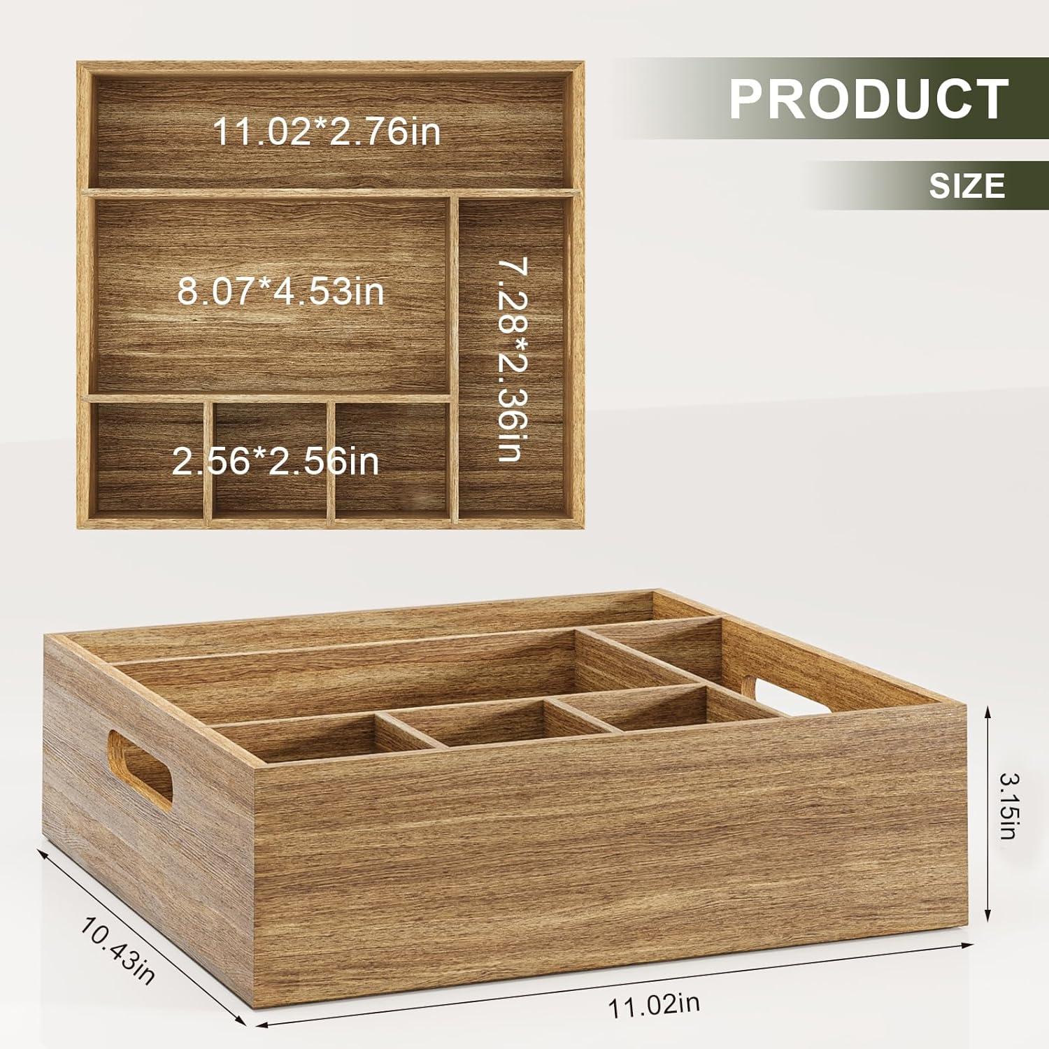 Caddy de Utensilios de Madera de Acacia Aofure 26,5x28 cm