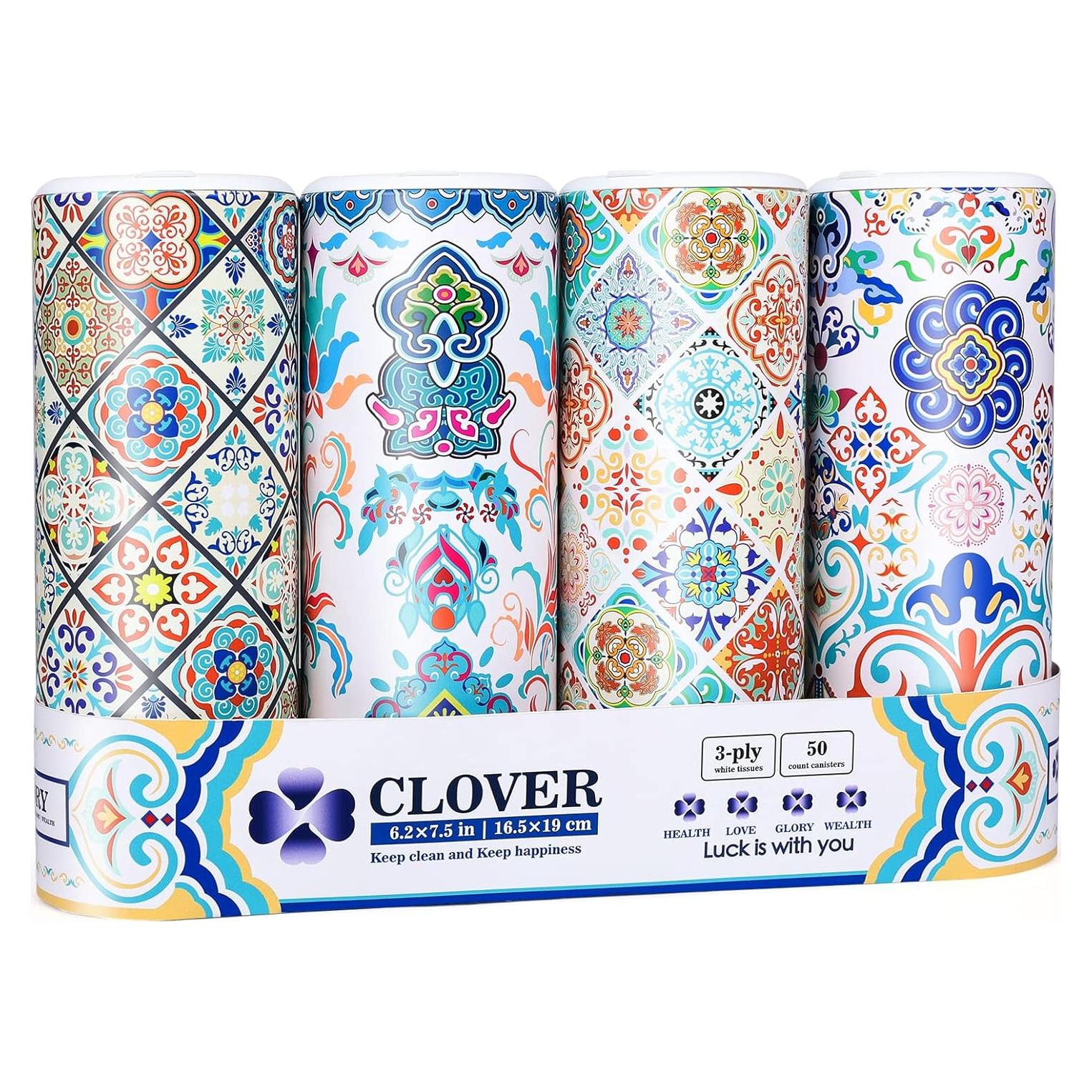 Soporte de Pañuelos para Coche CLOVER Gris Redondo 50 Unidades