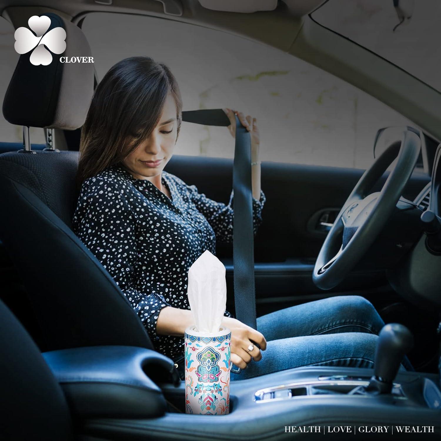 Soporte de Pañuelos para Coche CLOVER Gris Redondo 50 Unidades