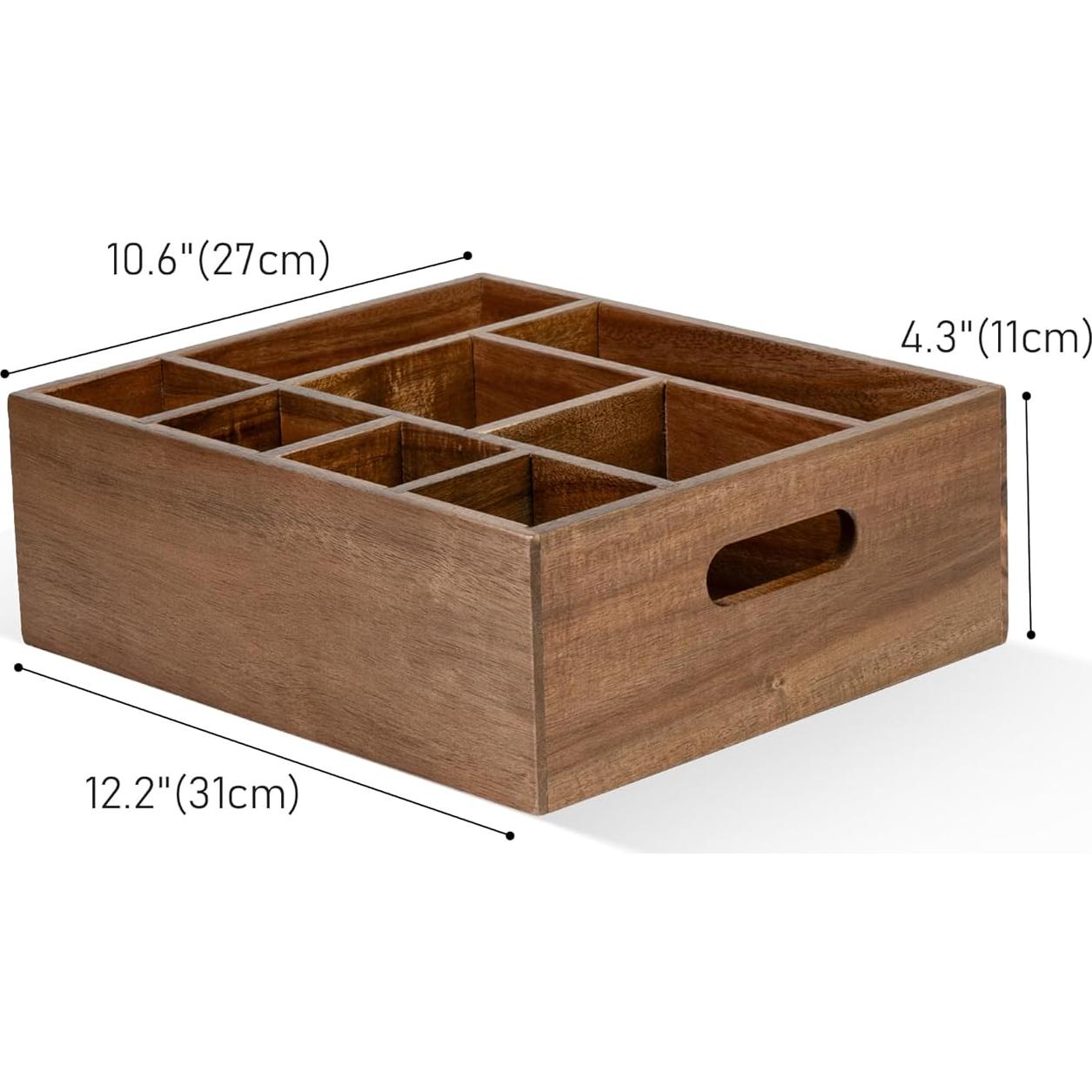 Organizador de Madera de Acacia VaeFae con 8 Compartimentos