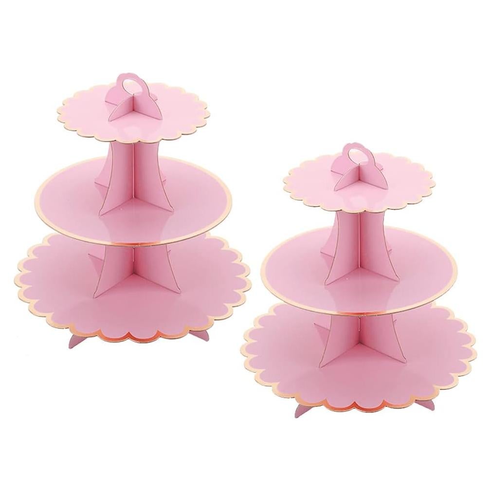Soporte para Cupcakes Rosa MRPAPA 3 Niveles 2PCS