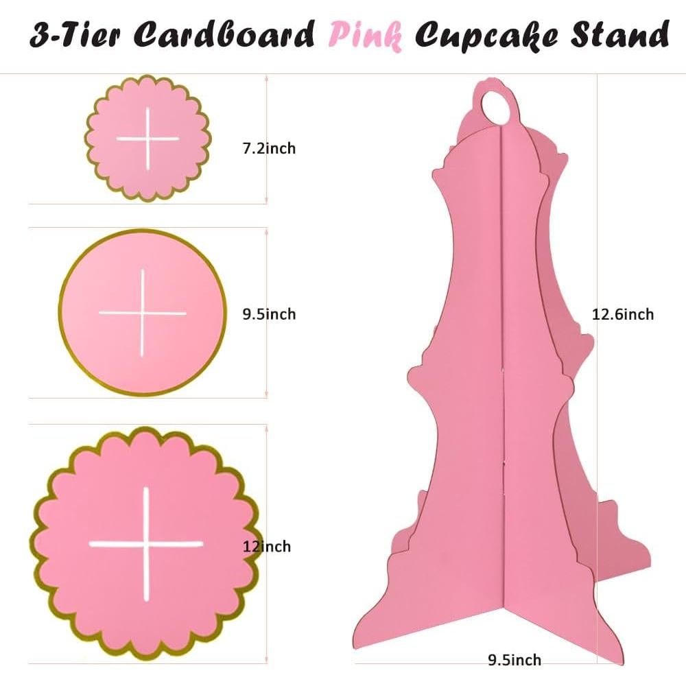 Soporte para Cupcakes Rosa MRPAPA 3 Niveles 2PCS