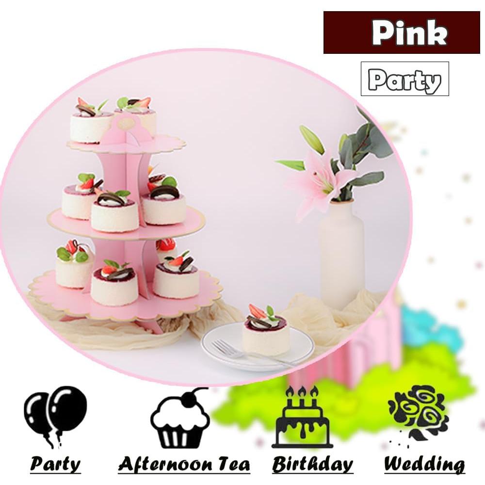Soporte para Cupcakes Rosa MRPAPA 3 Niveles 2PCS