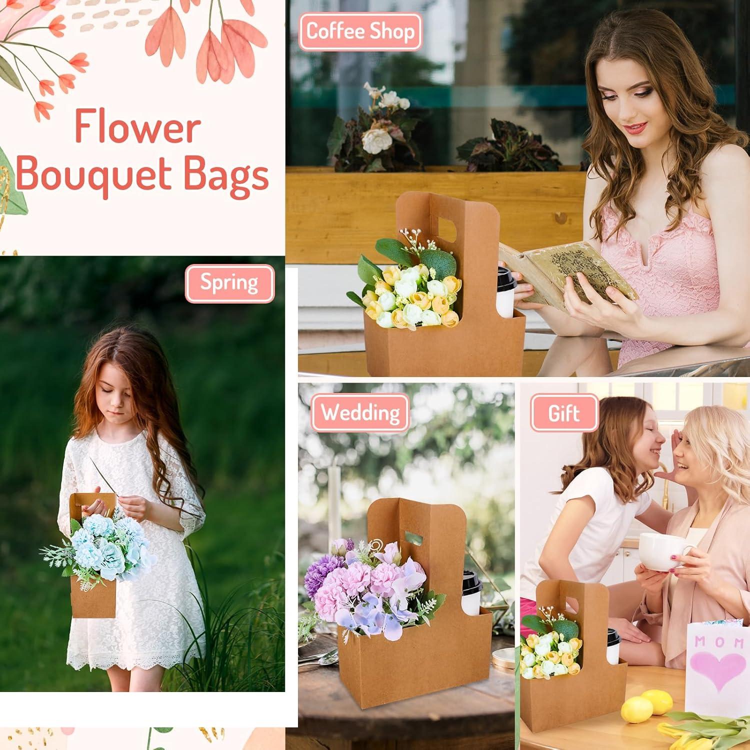 Bolsas de Regalo de Flores Kraft Whaline 20 Pcs 17.5x8x9cm