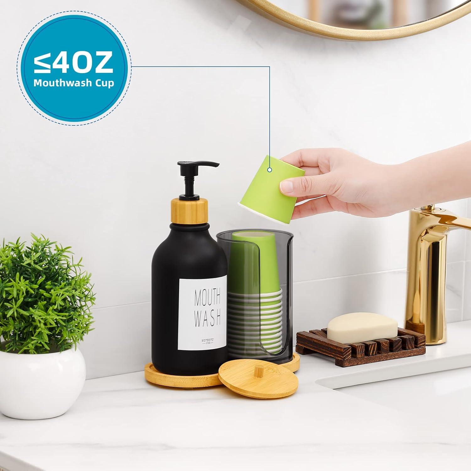 Dispensador de Enjuague Bucal VITVITI Negro 510ml con Soporte