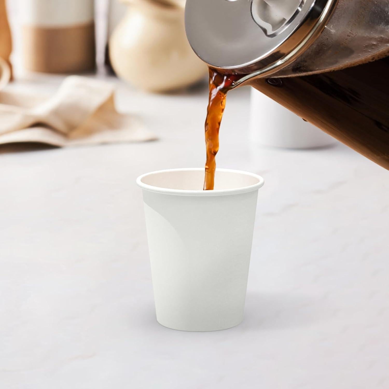 100 Tazas de Papel Desechables 8 oz Dealusy A Prueba de Fugas