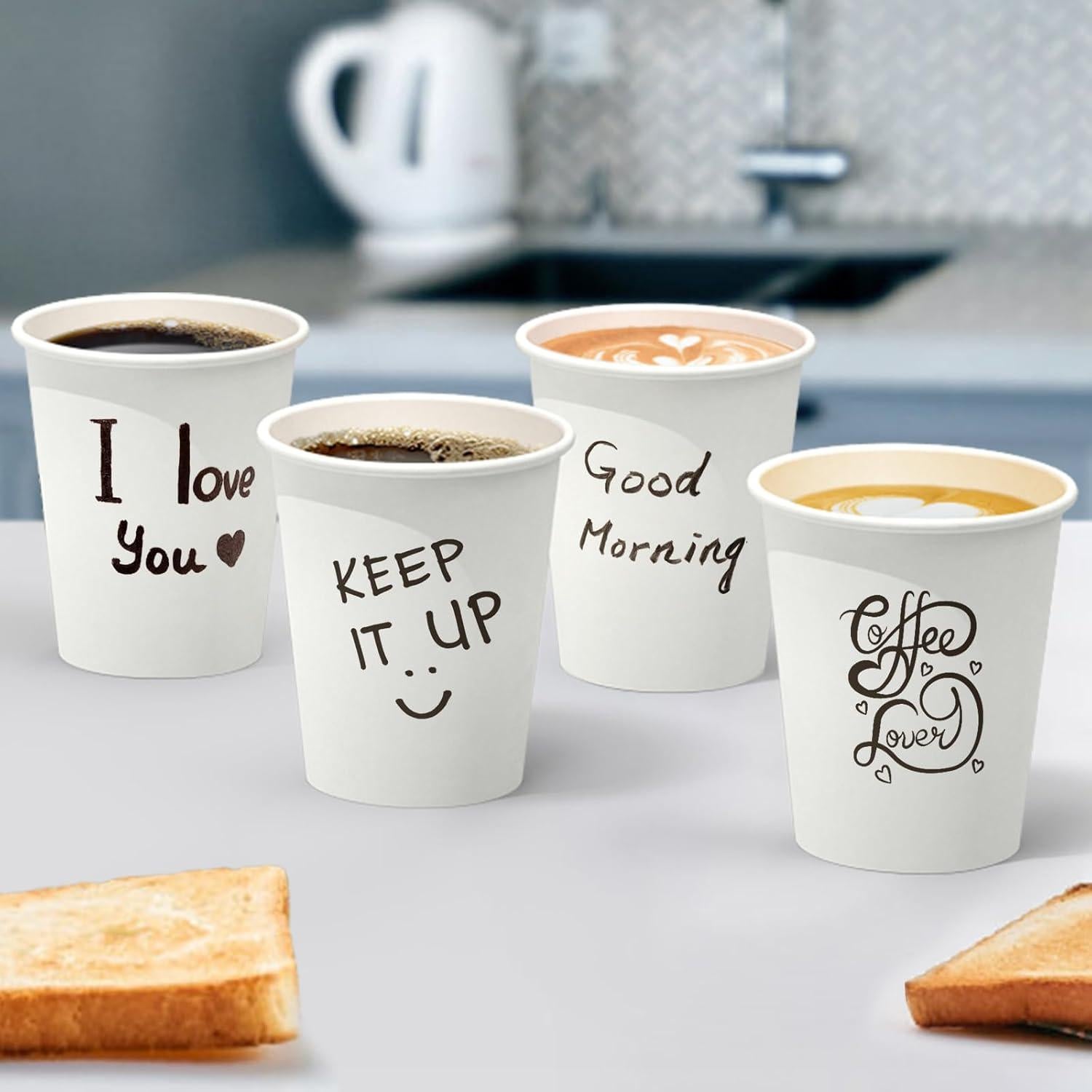 100 Tazas de Papel Desechables 8 oz Dealusy A Prueba de Fugas