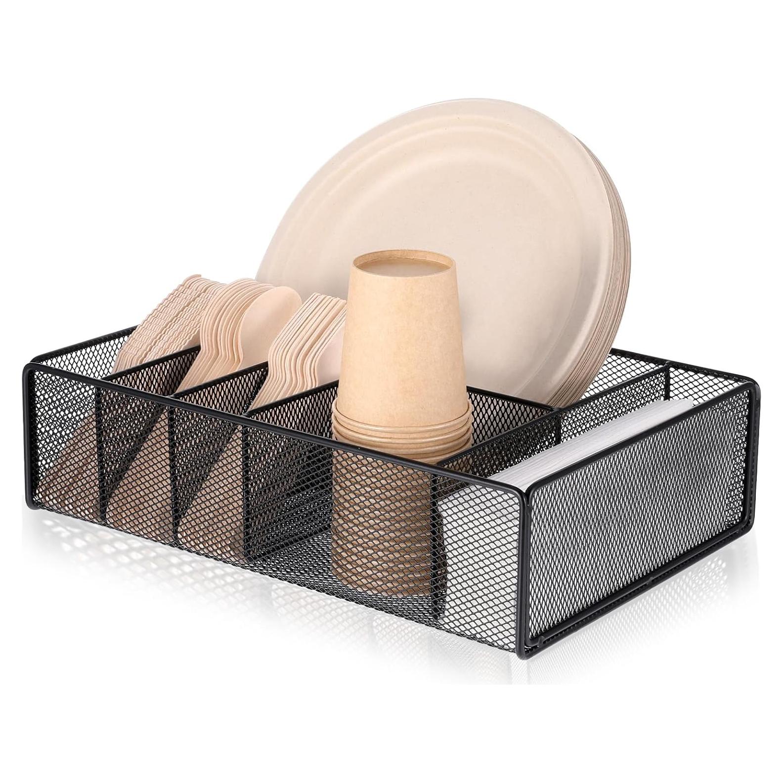 Organizador de Platos de Papel Negro FdcZeyxior 32x22x8.5 cm