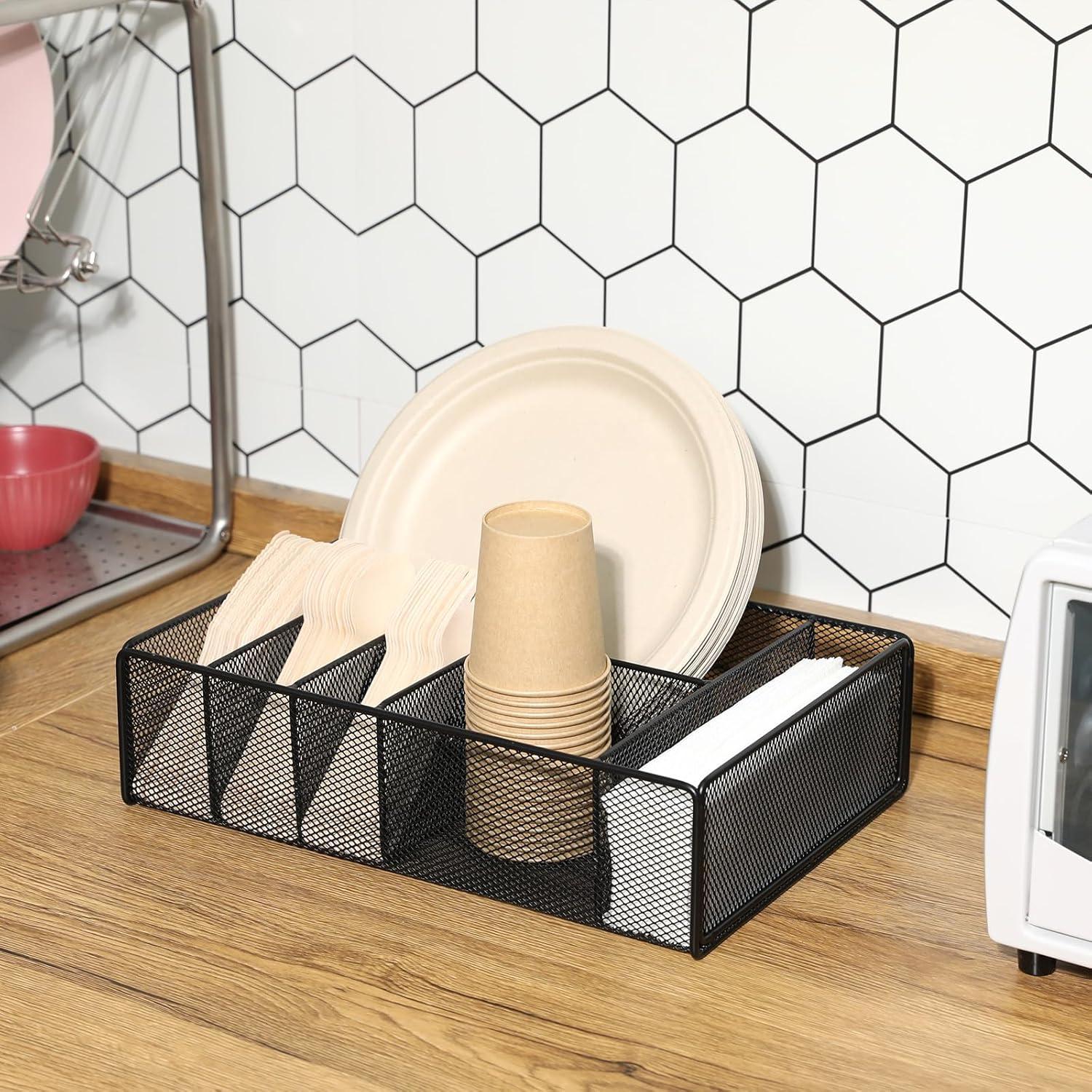 Organizador de Platos de Papel Negro FdcZeyxior 32x22x8.5 cm