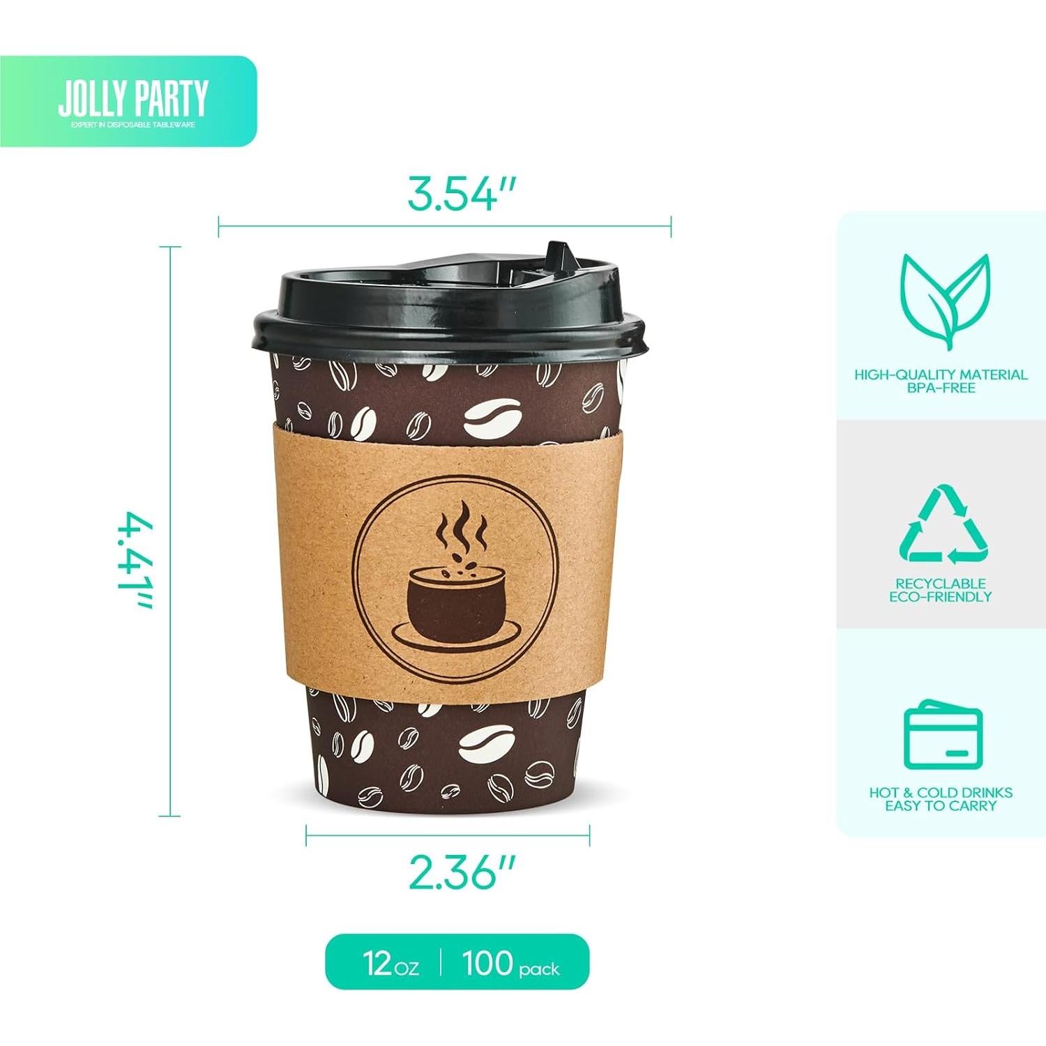 Vasos de café desechables JOLLY PARTY 12oz 100 unidades