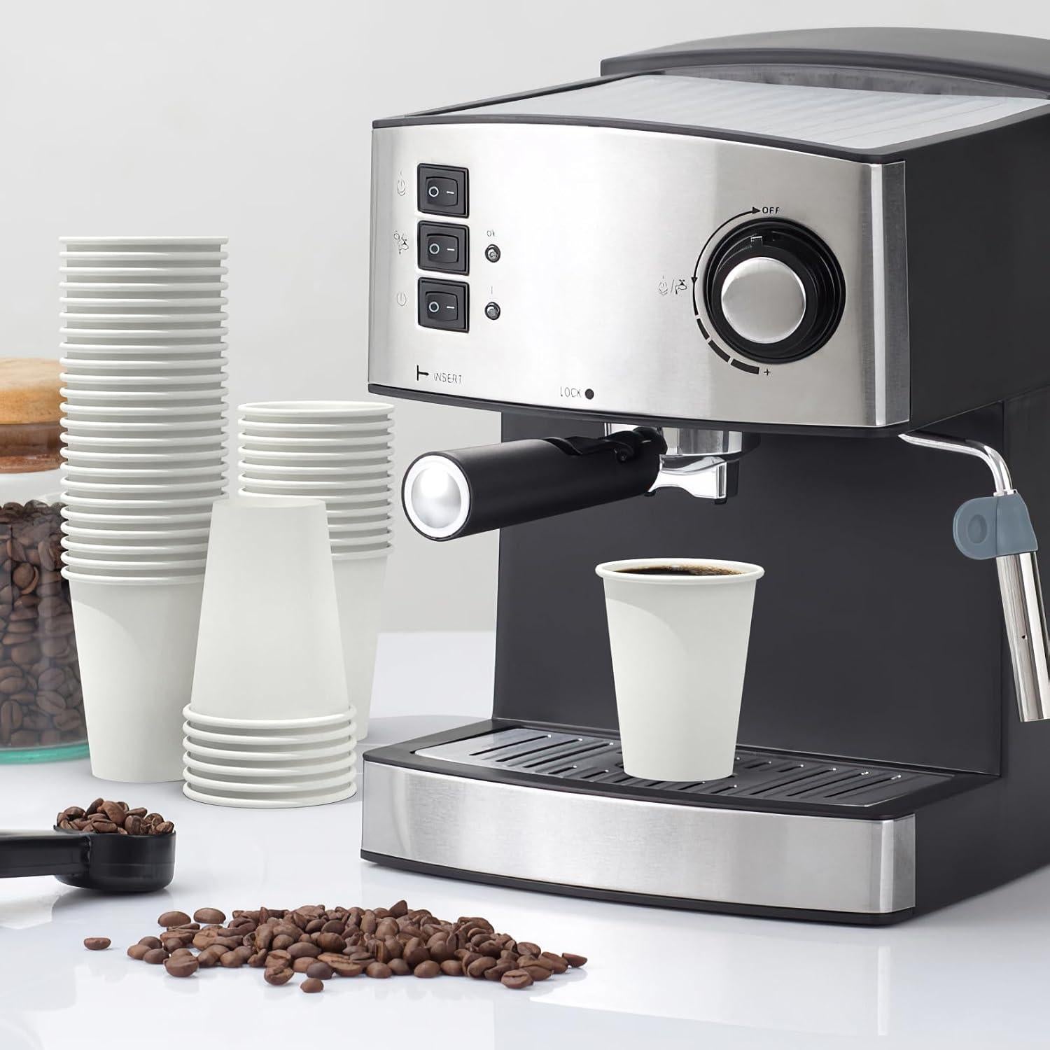 200 Tazas de Papel Desechables 12 oz Dealusy - A Prueba de Fugas