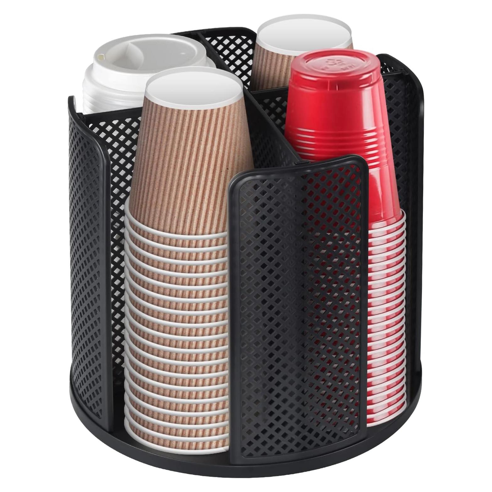 Dispensador de Tazas Samhe Negro 4 Compartimentos 23,62 cm