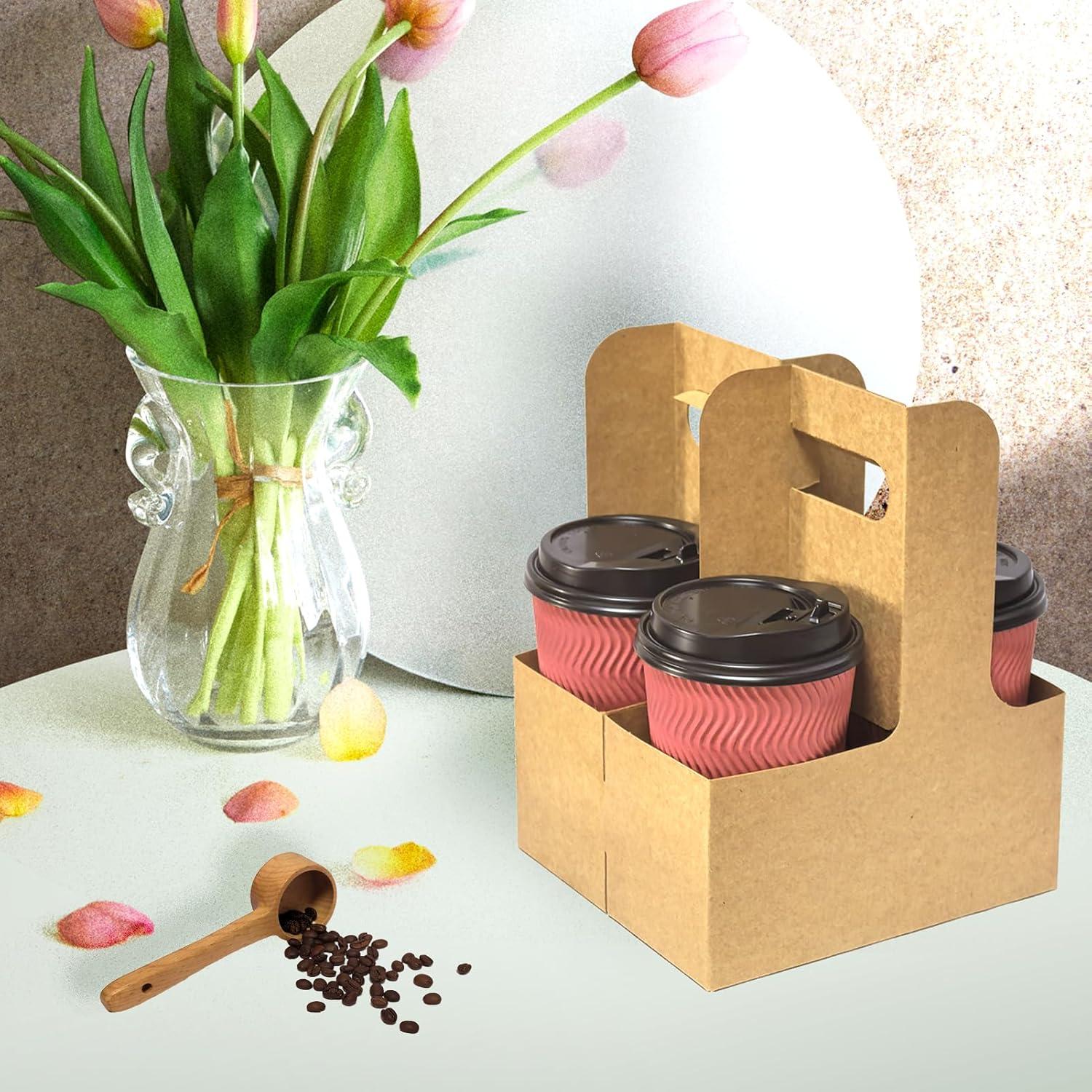 Portavasos desechables Kraft GIWOSK para 2 tazas - 100 piezas