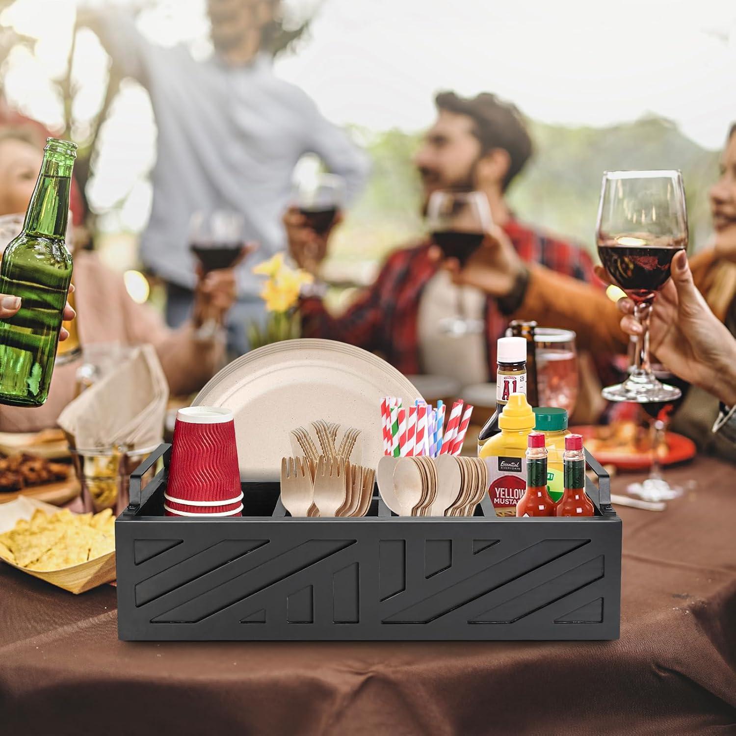 Soporte para Platos de Papel Ameuphercy, Organizador de Utensilios de Madera