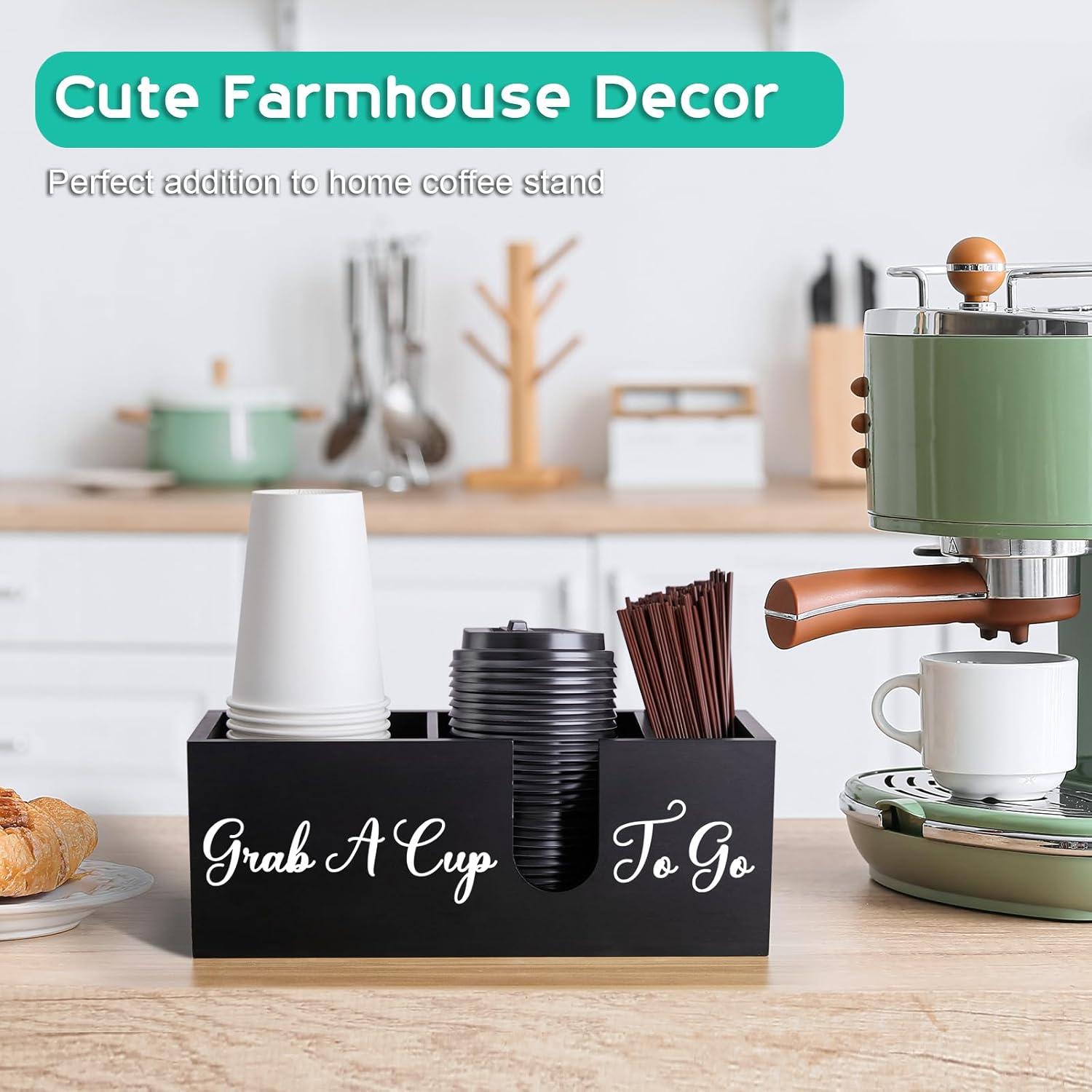 Soporte Organizador de Tazas de Café ALELION de Madera Negra