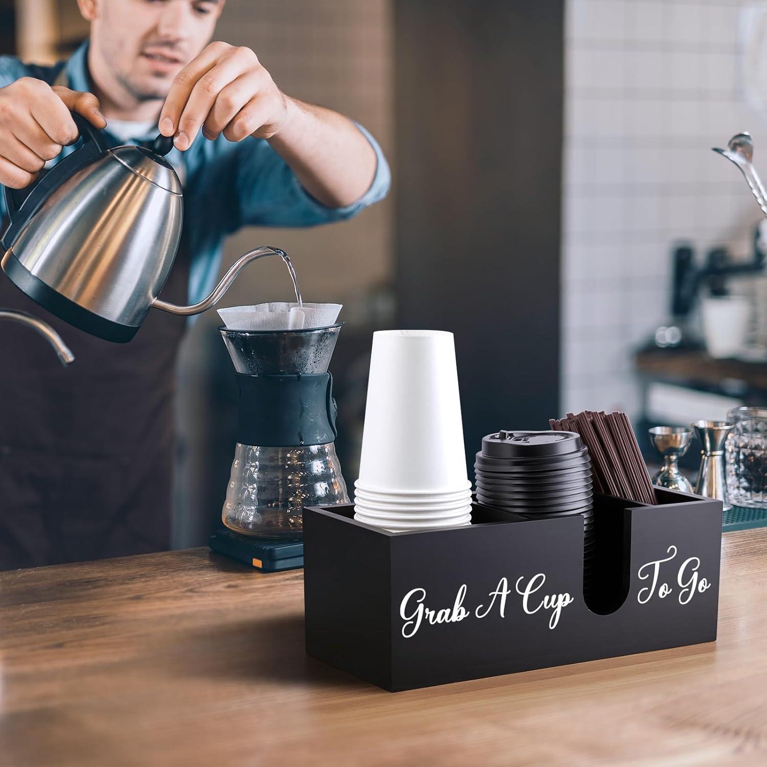 Soporte Organizador de Tazas de Café ALELION de Madera Negra