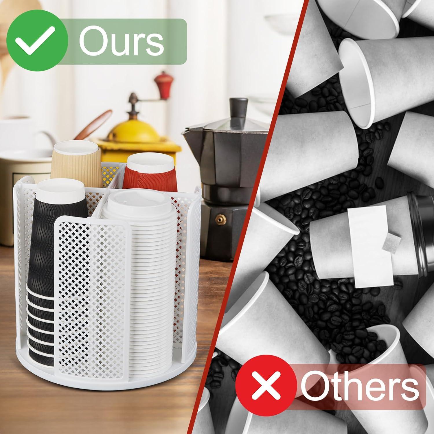 Dispensador de Tazas Rotatorio EOFJRUC 4 Compartimentos Blanco