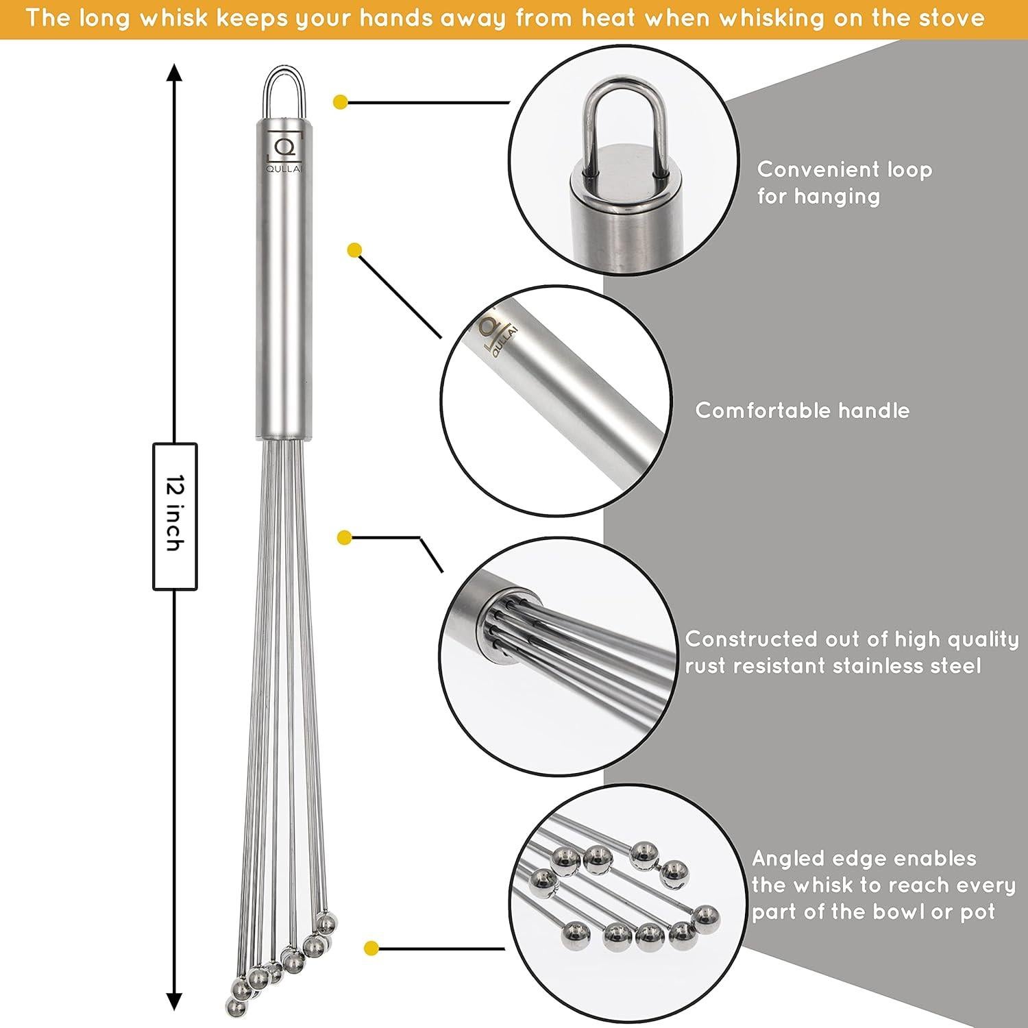 Batidor de Bola Acero Inoxidable Qullai 30,48 cm Extra Grande