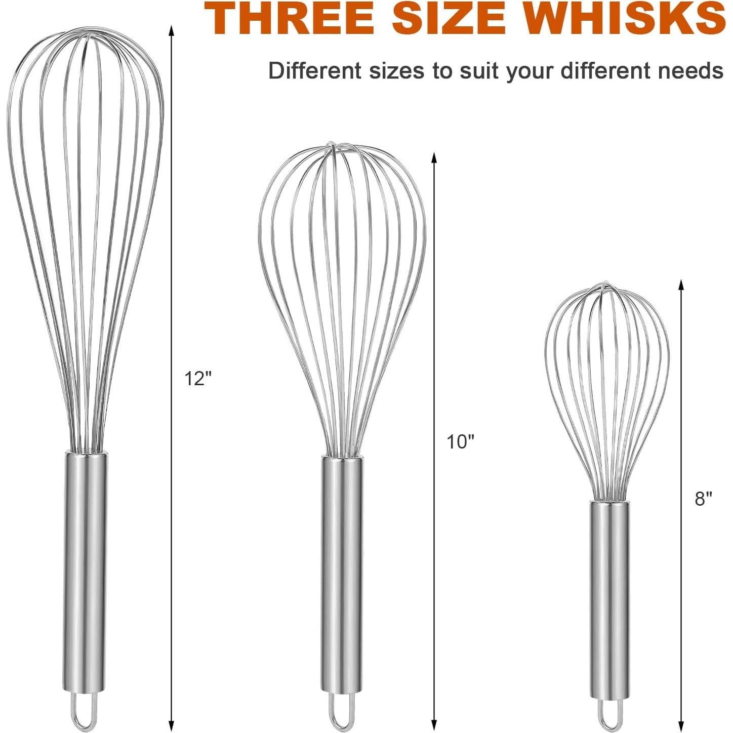 Set de Batidores de Acero Inoxidable Kisuwye 3 Piezas 20-30 cm