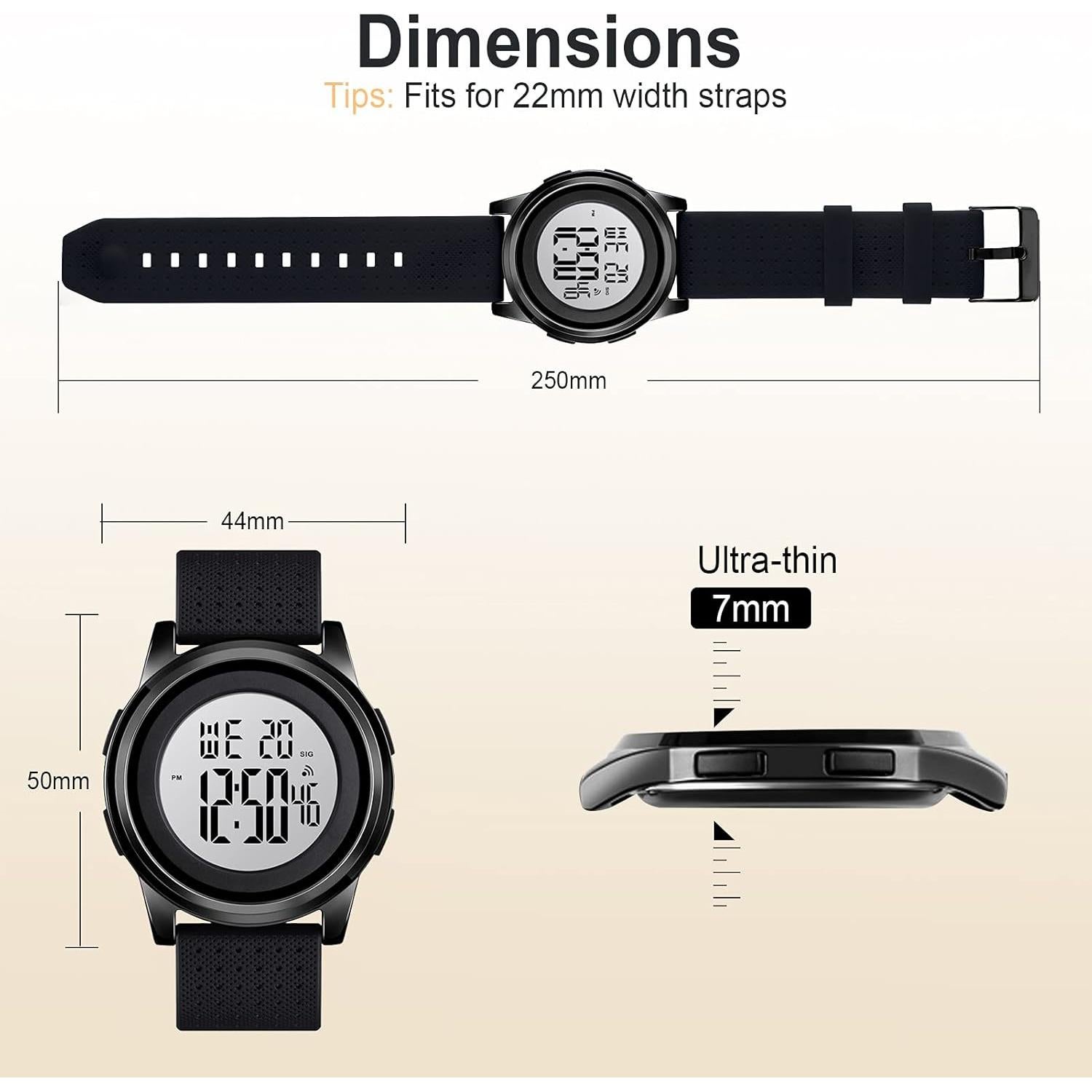 Reloj Digital Ultra Delgado YUINK Impermeable Unisex 42mm