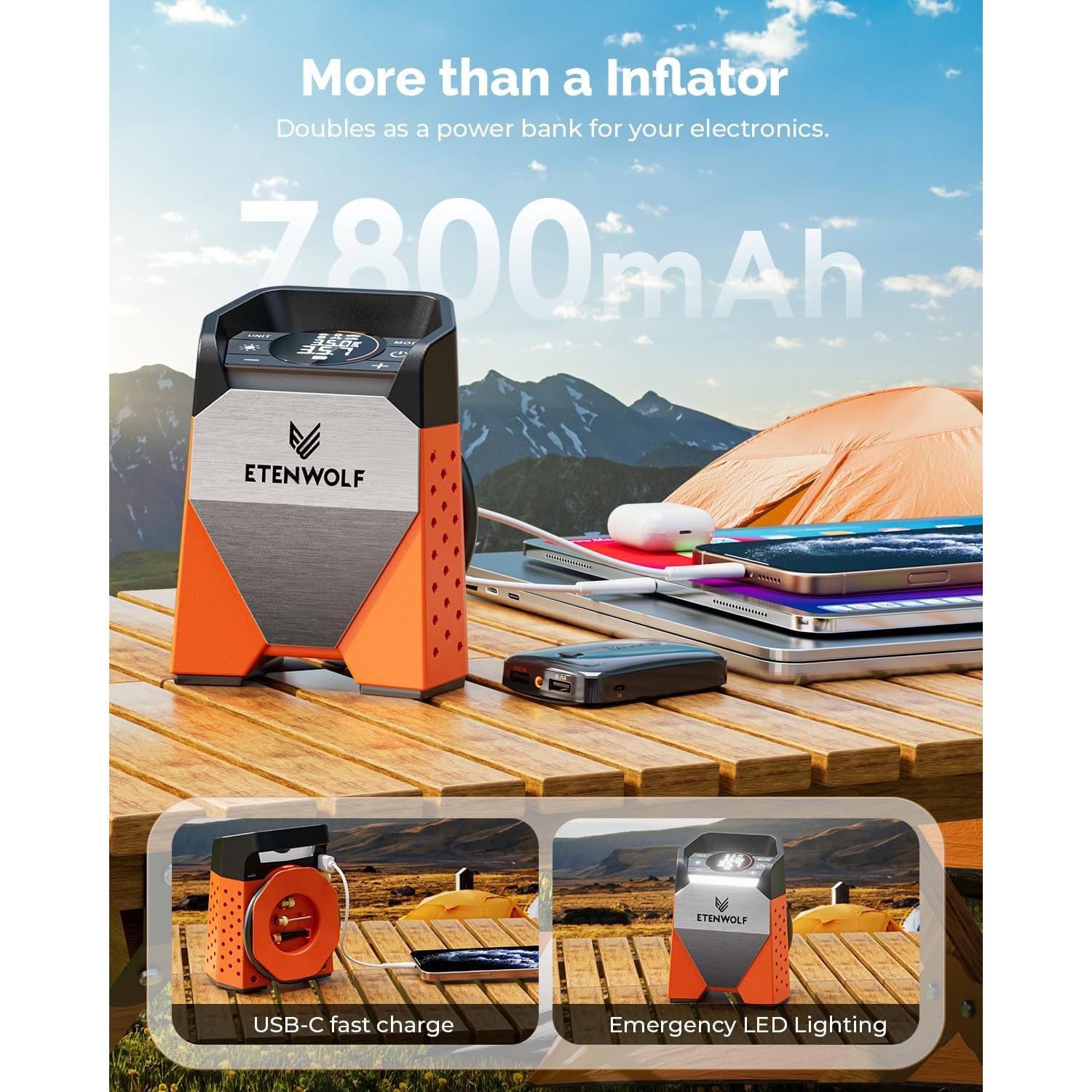 Inflador de Neumáticos ETENWOLF ZEPHYR S3 160 PSI Rápido