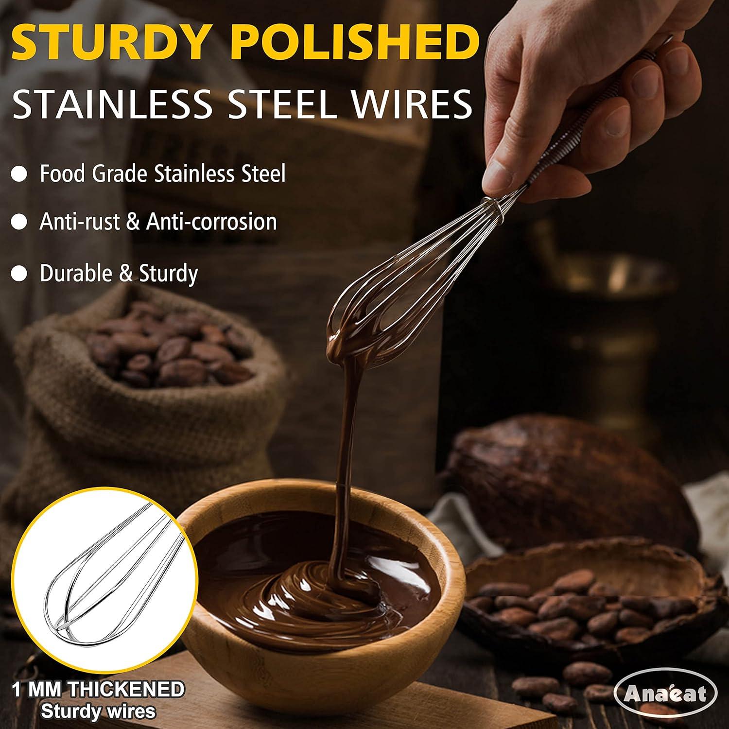 Batidores de Alambre Mini Anaeat, Acero Inoxidable, 2 Pcs