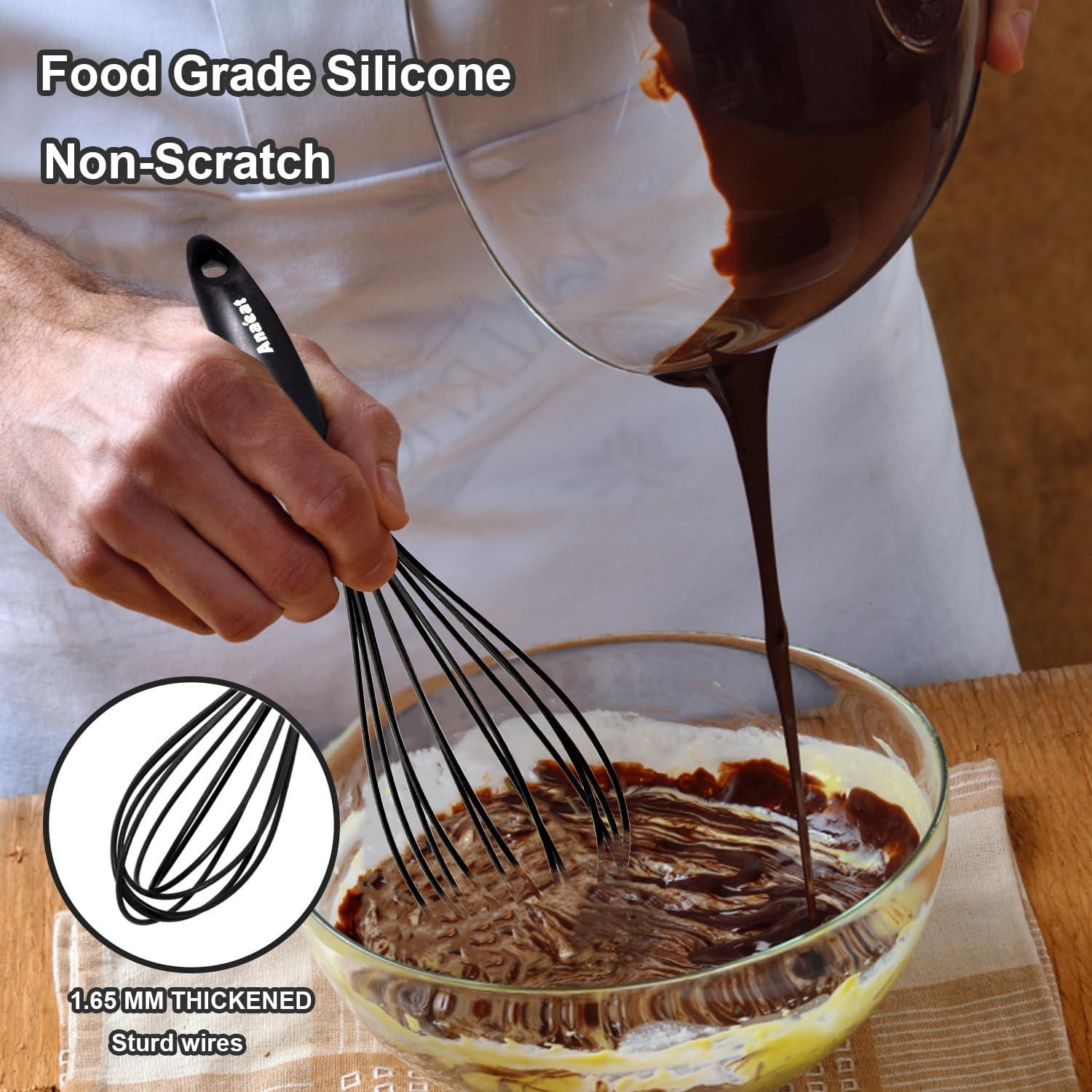 Batidor de Silicona Anaeat 3 Pcs Negro, Resistente al Calor