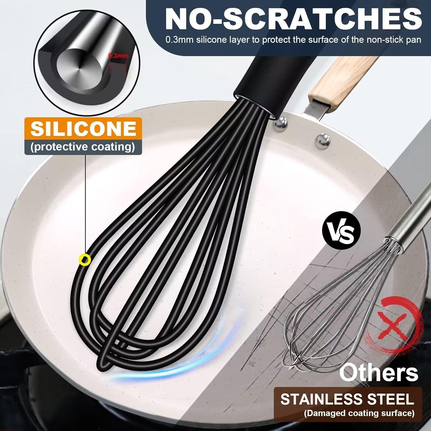 Batidor Mini de Silicona Eddeas 2 Pcs 14 y 19 cm Negro