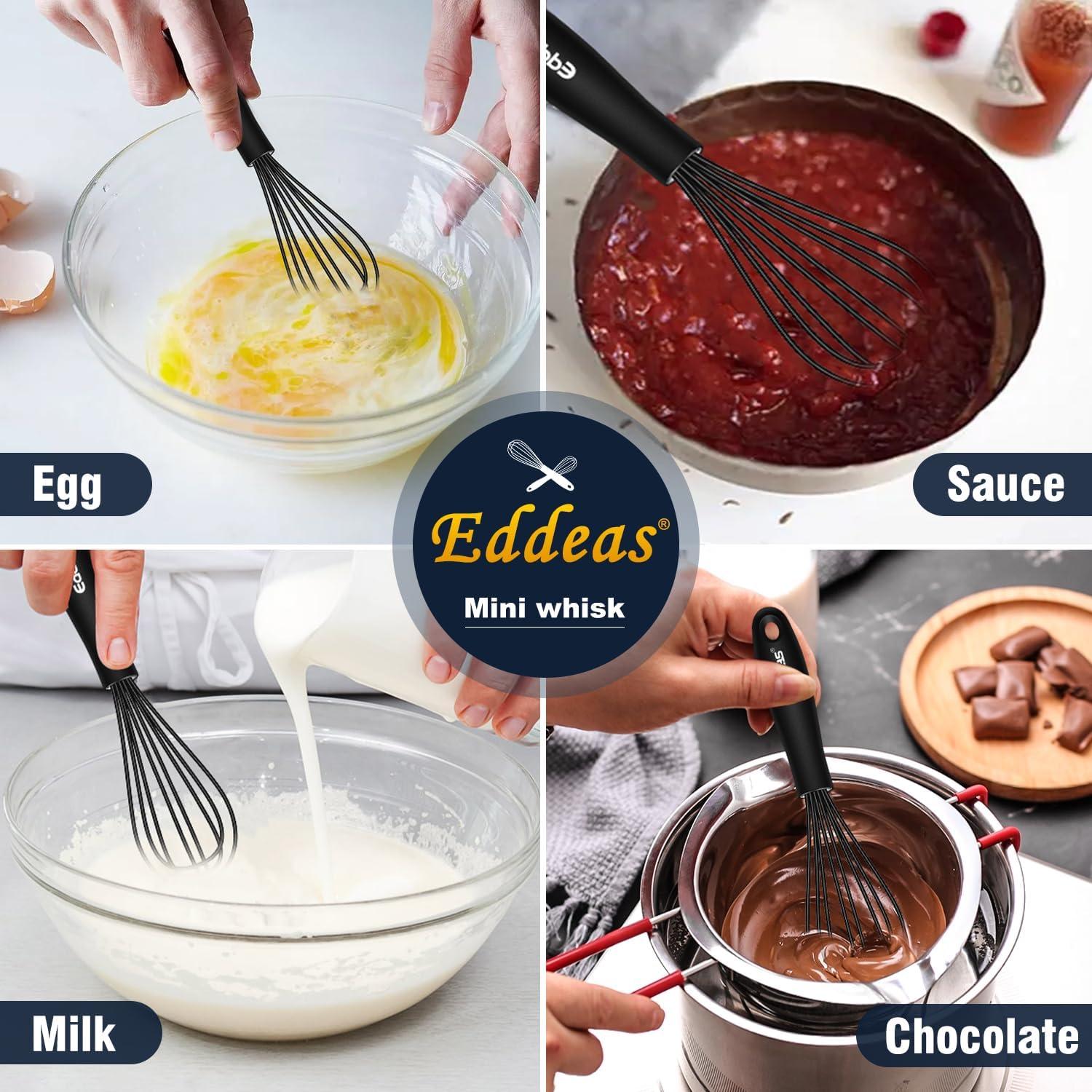 Batidor Mini de Silicona Eddeas 2 Pcs 14 y 19 cm Negro