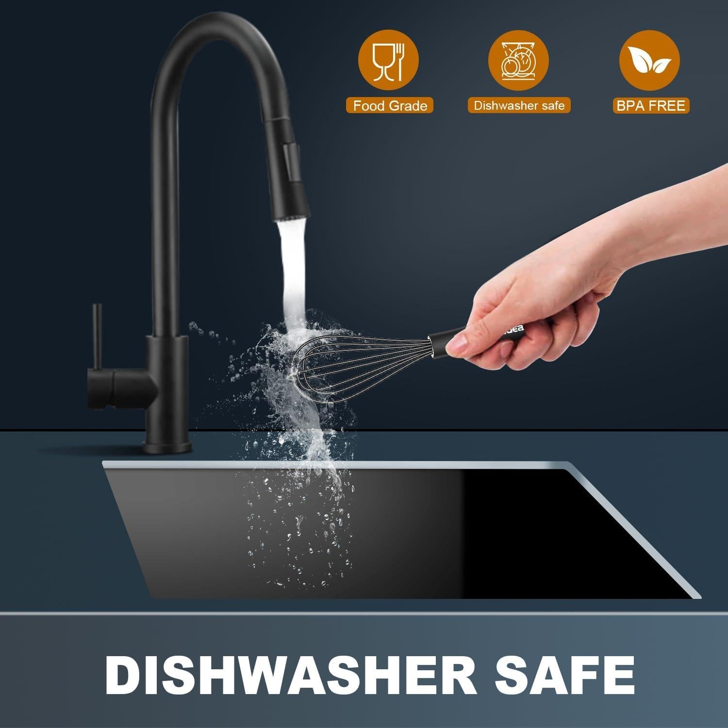 Batidor Mini de Silicona Eddeas 2 Pcs 14 y 19 cm Negro