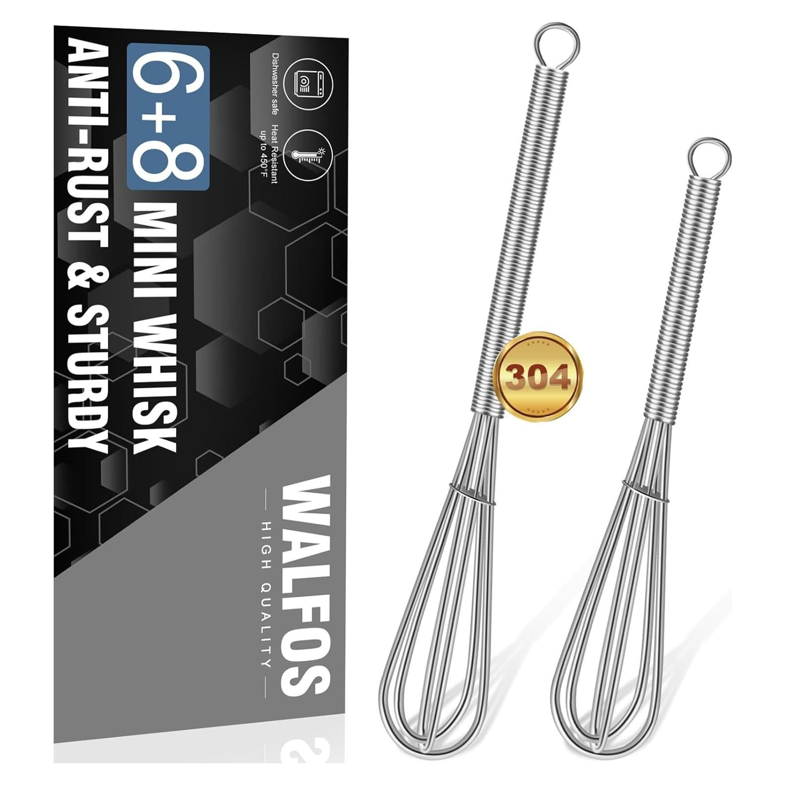 Batidor Mini Walfos Acero Inoxidable 6 y 8 Pulgadas Plata