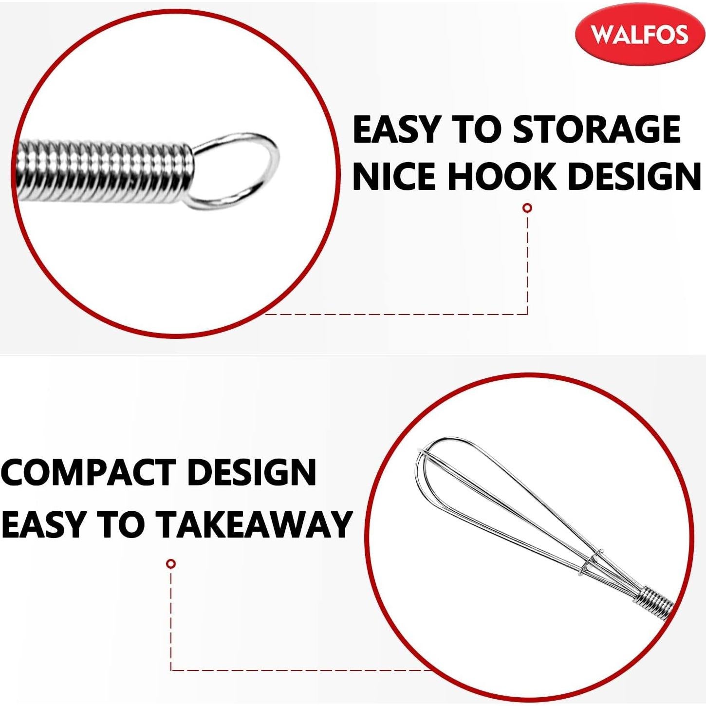 Batidor Mini Walfos Acero Inoxidable 6 y 8 Pulgadas Plata