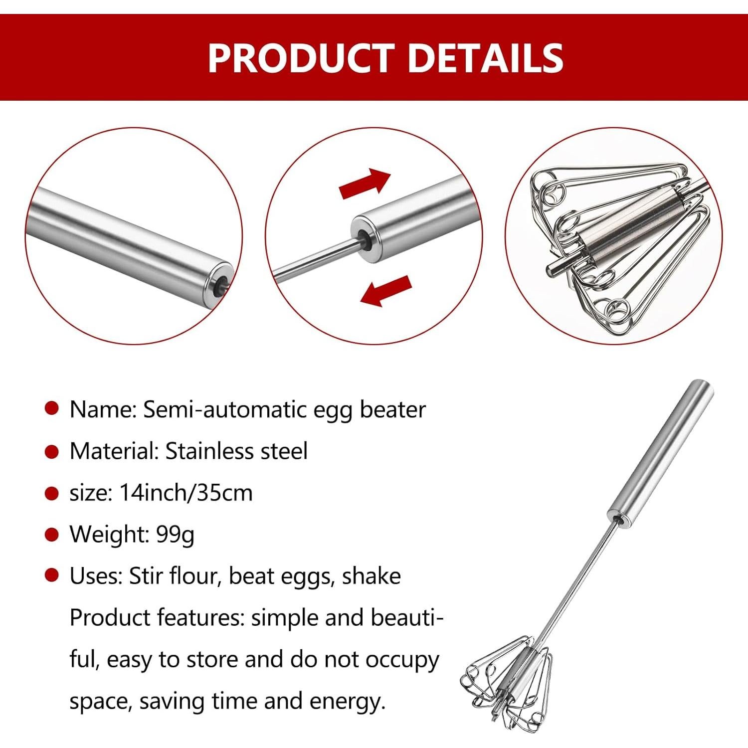 Batidor de Mano Semiautomático eispap Acero Inoxidable 30,5 cm