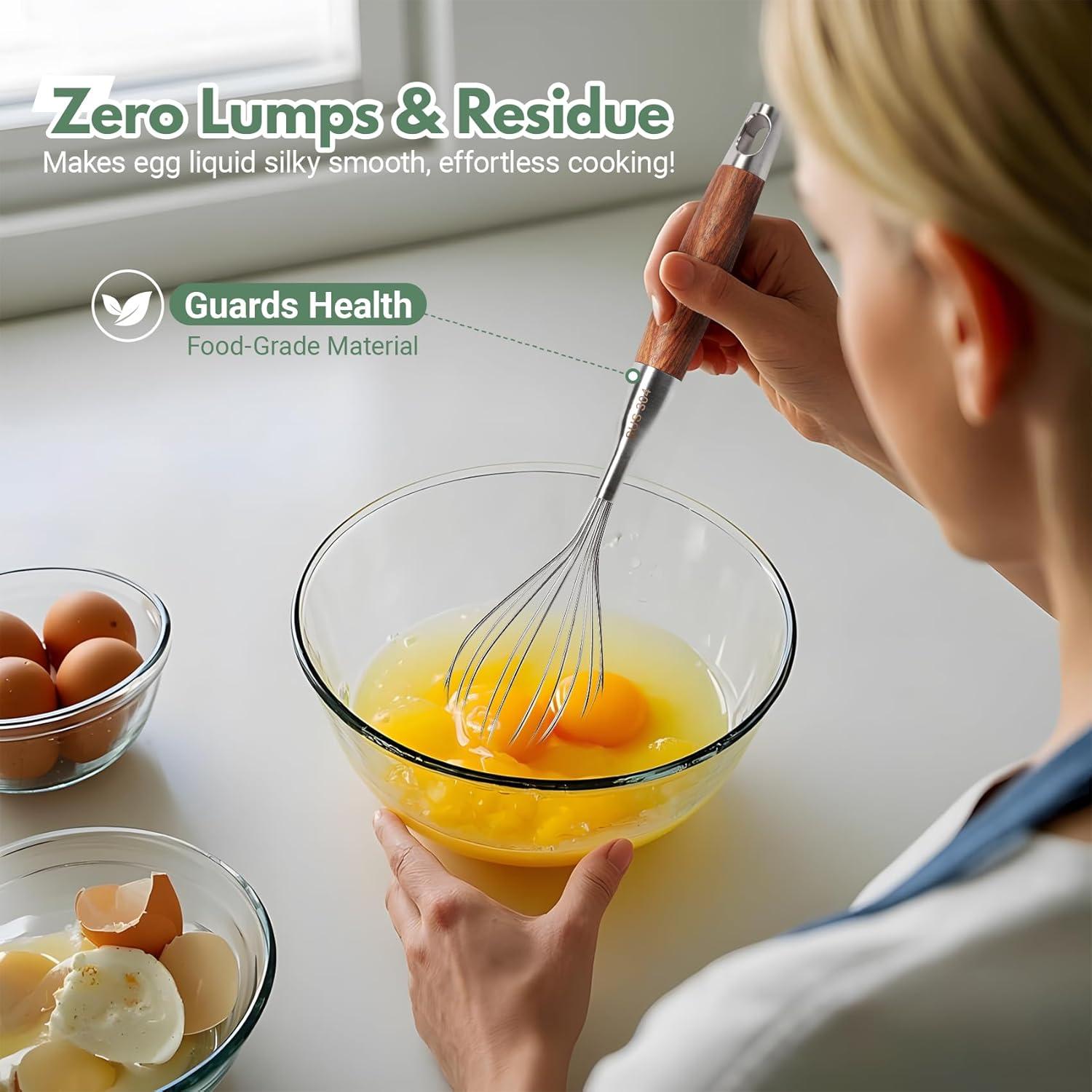 Batidor de Acero Inoxidable FDEYIQ con Mango de Madera 30 cm