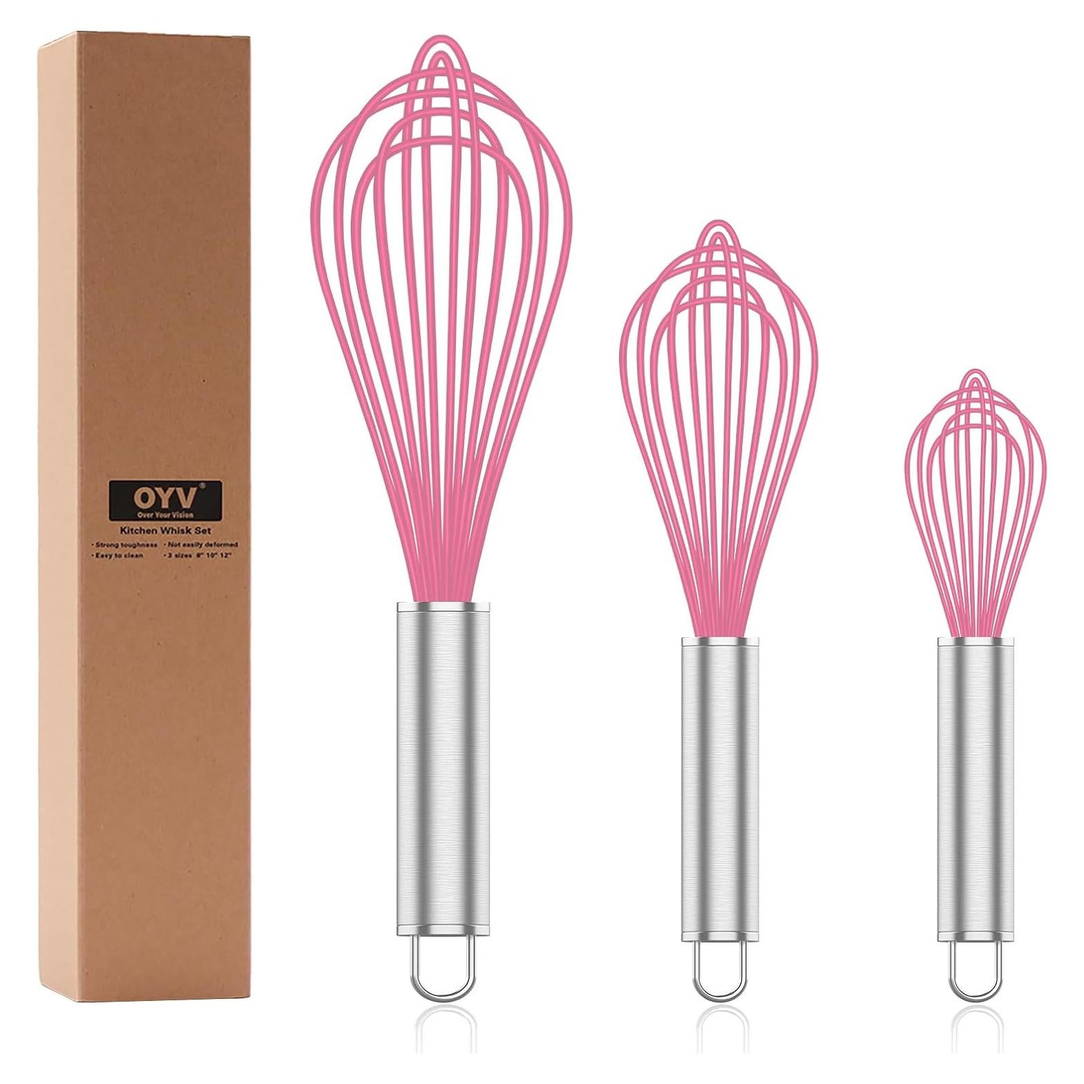 Set de 3 Batidores de Silicona OYV Rosa Antirayaduras