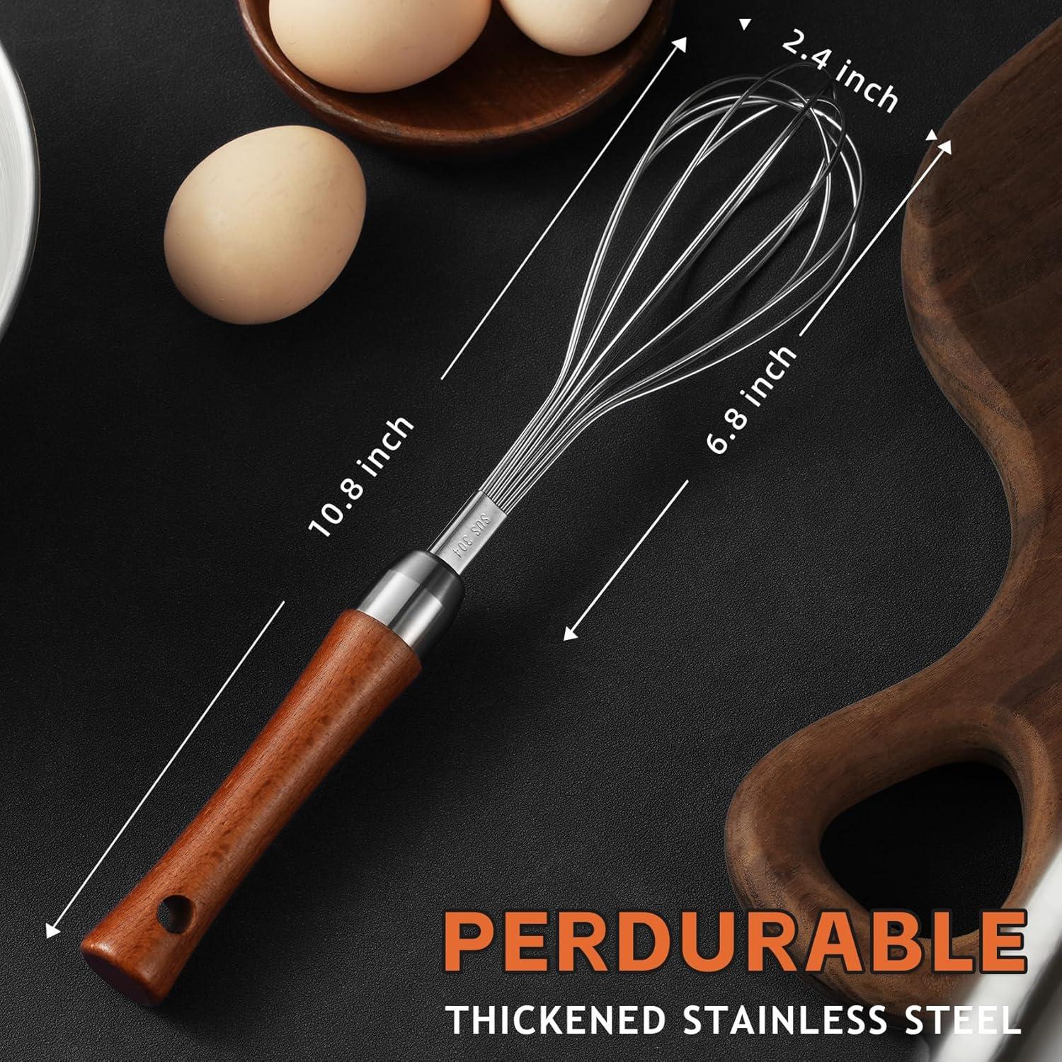 Batidor de Globo Kjsdn Acero Inoxidable 27,4 cm Mango Madera