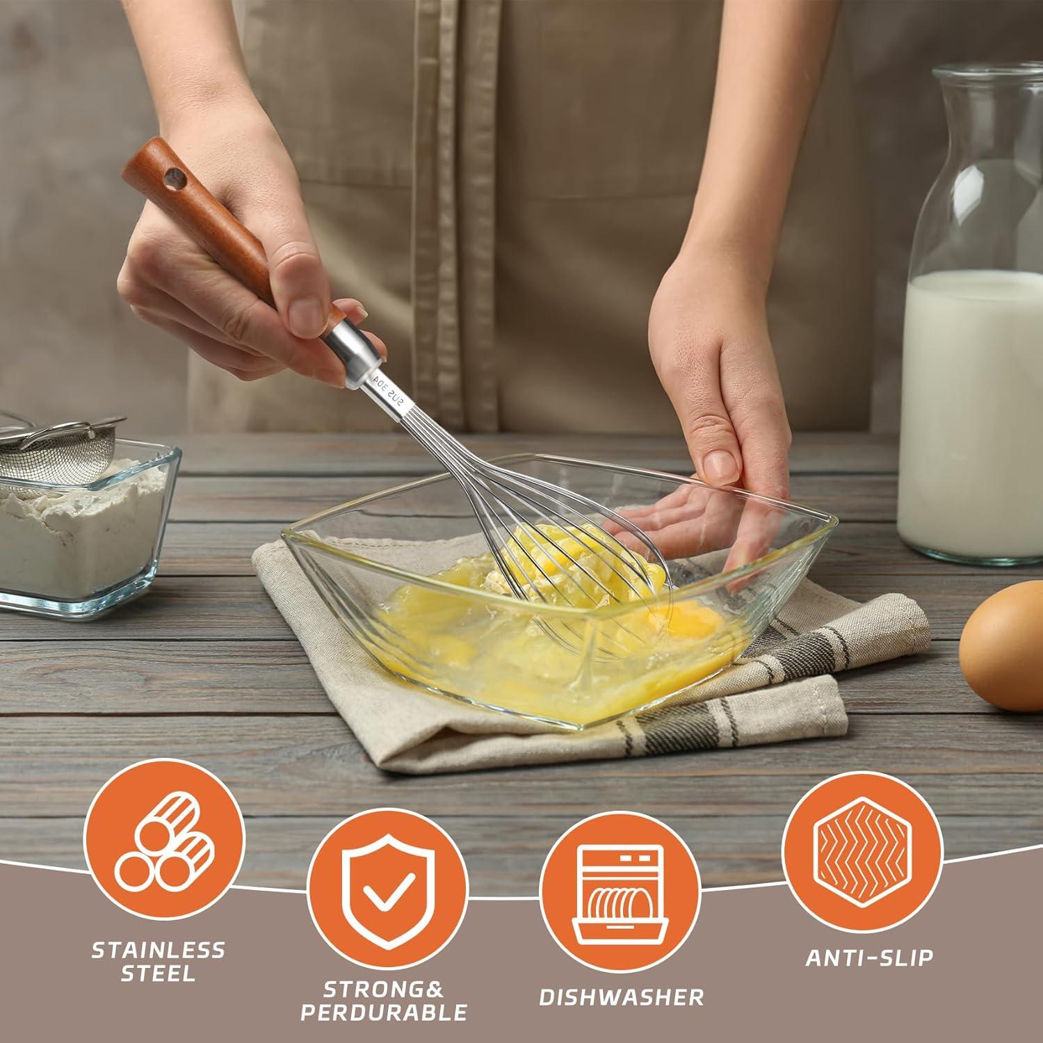 Batidor de Globo Kjsdn Acero Inoxidable 27,4 cm Mango Madera