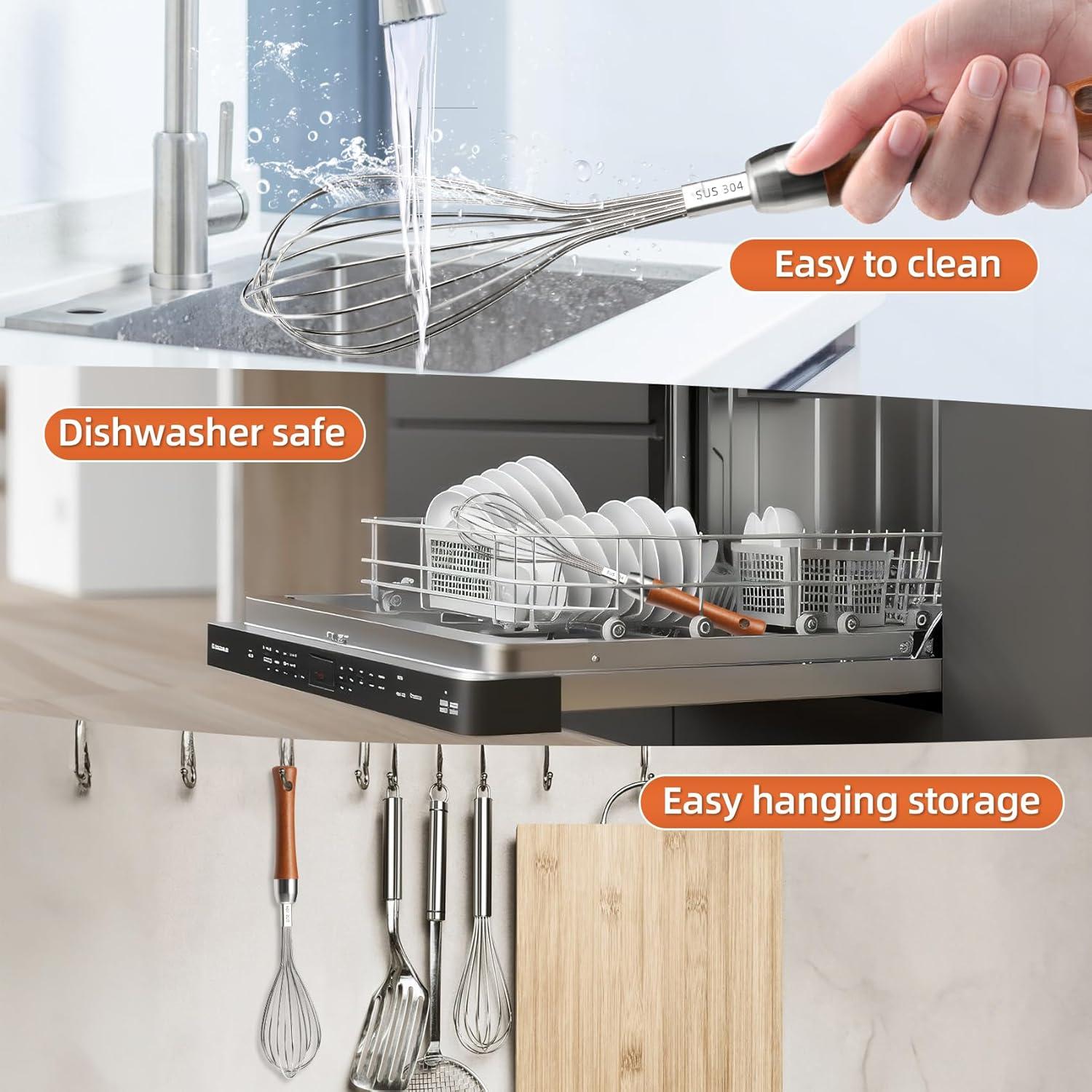 Batidor de Globo Kjsdn Acero Inoxidable 27,4 cm Mango Madera