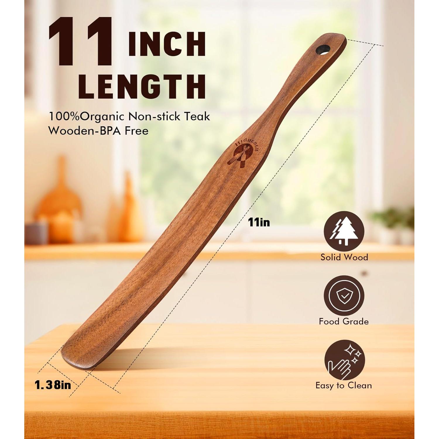 Espátula Delgada de Madera de Teca Hiqneuen 28 cm
