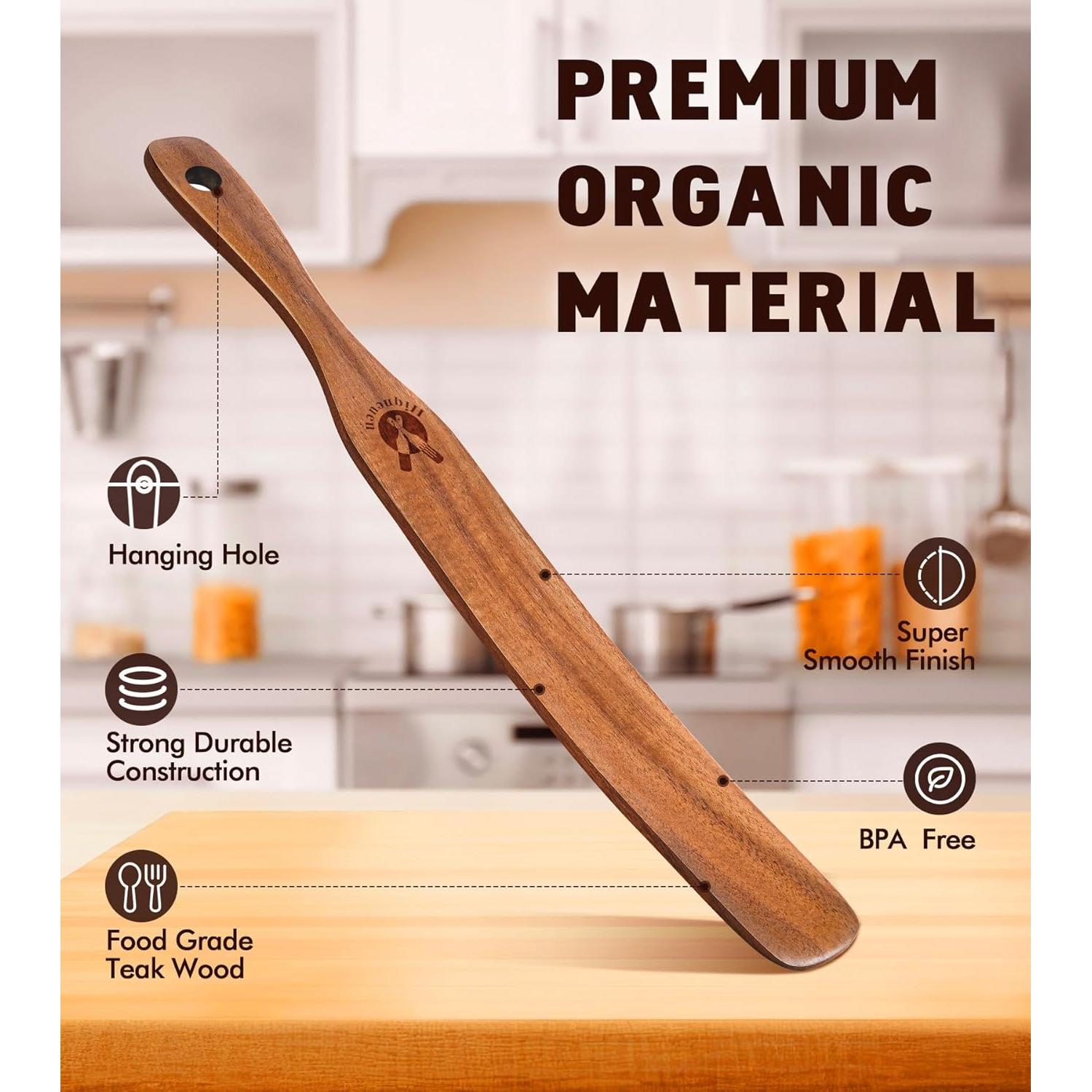 Espátula Delgada de Madera de Teca Hiqneuen 28 cm