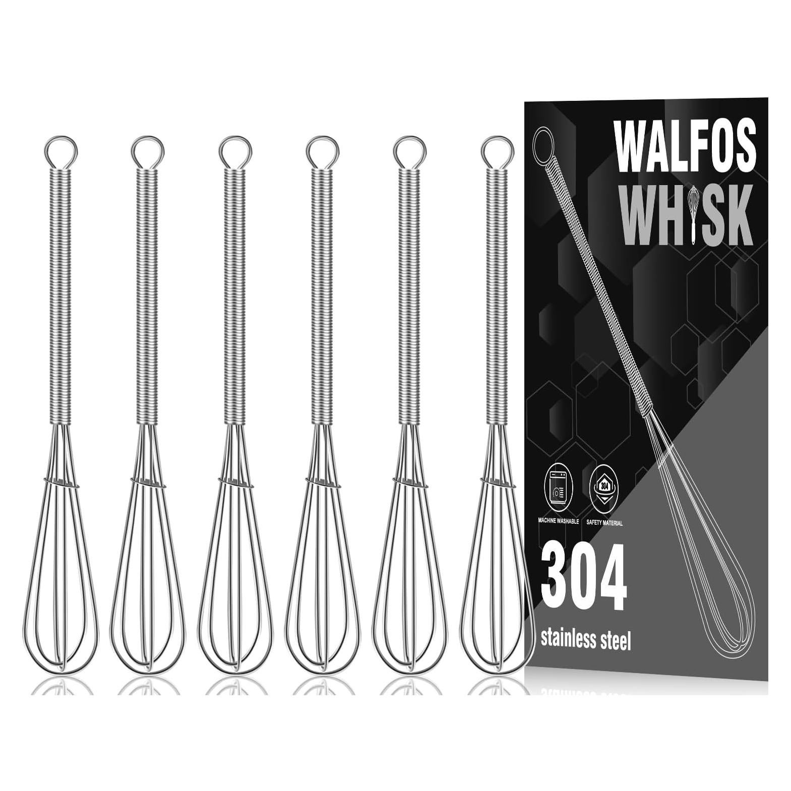 Batidores Mini Walfos de Acero Inoxidable 15 cm, Lote de 6