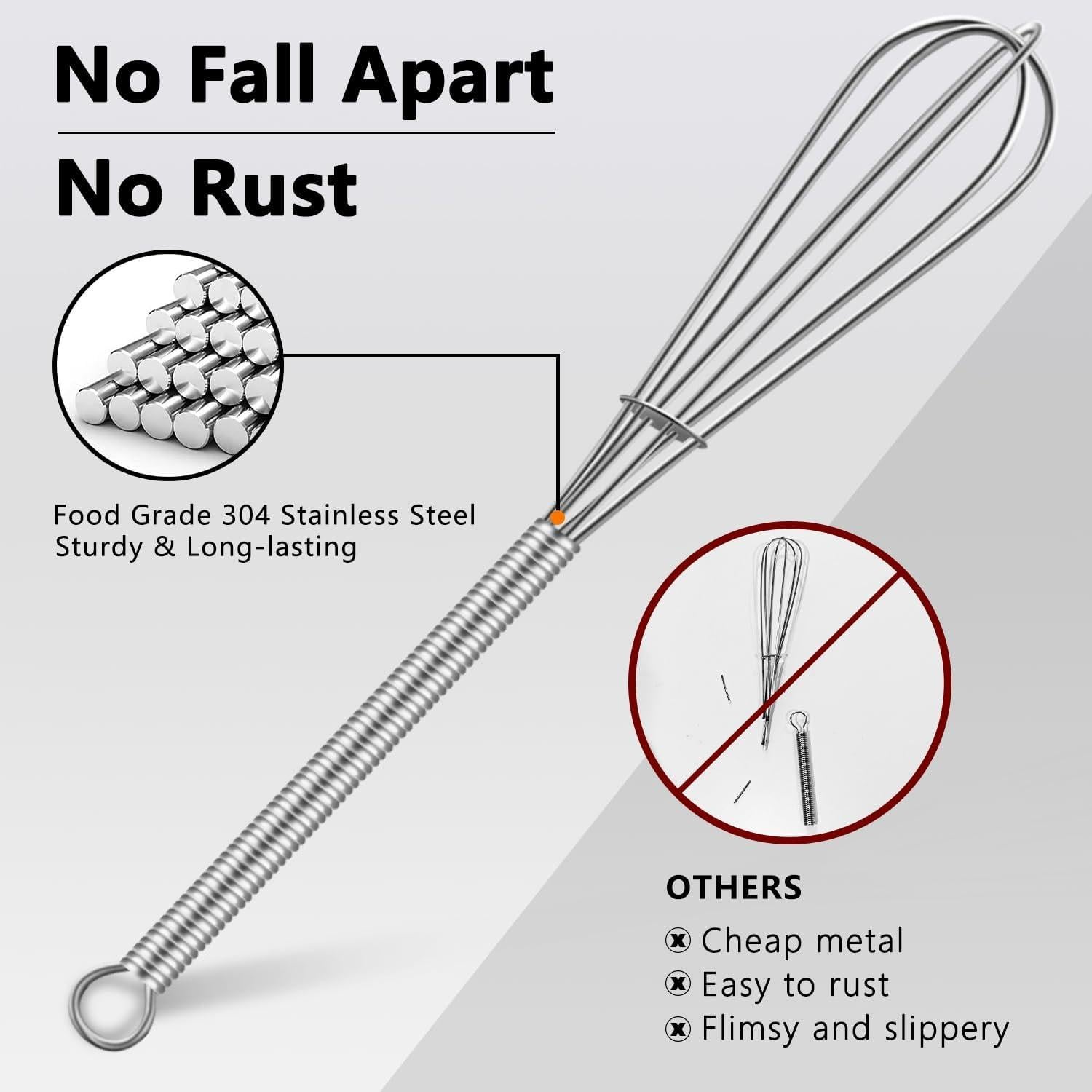 Batidores Mini Walfos de Acero Inoxidable 15 cm, Lote de 6