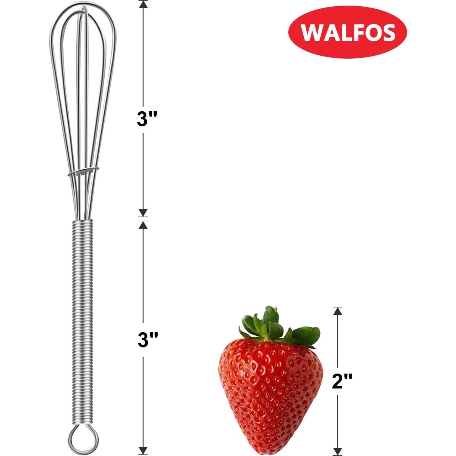 Batidores Mini Walfos de Acero Inoxidable 15 cm, Lote de 6