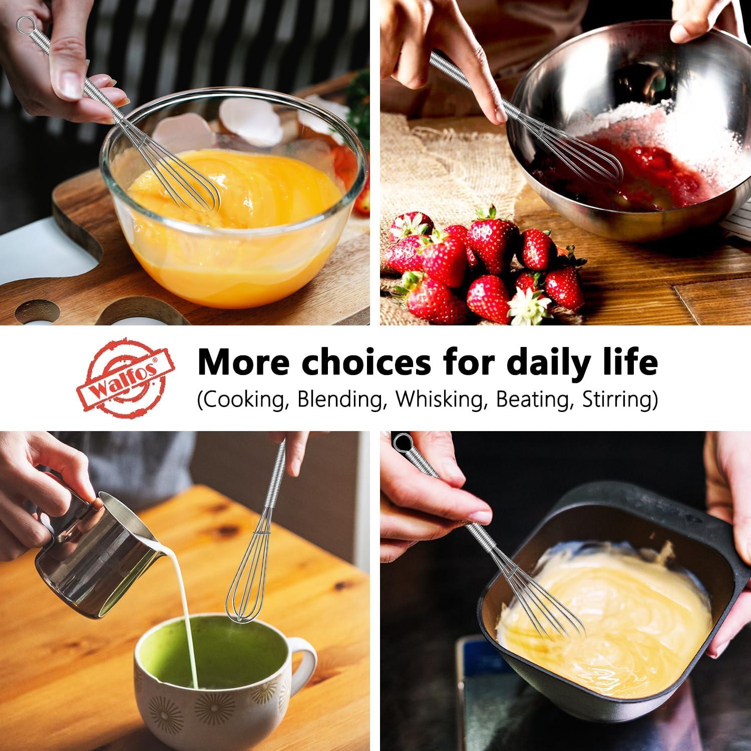 Batidores Mini Walfos de Acero Inoxidable 15 cm, Lote de 6