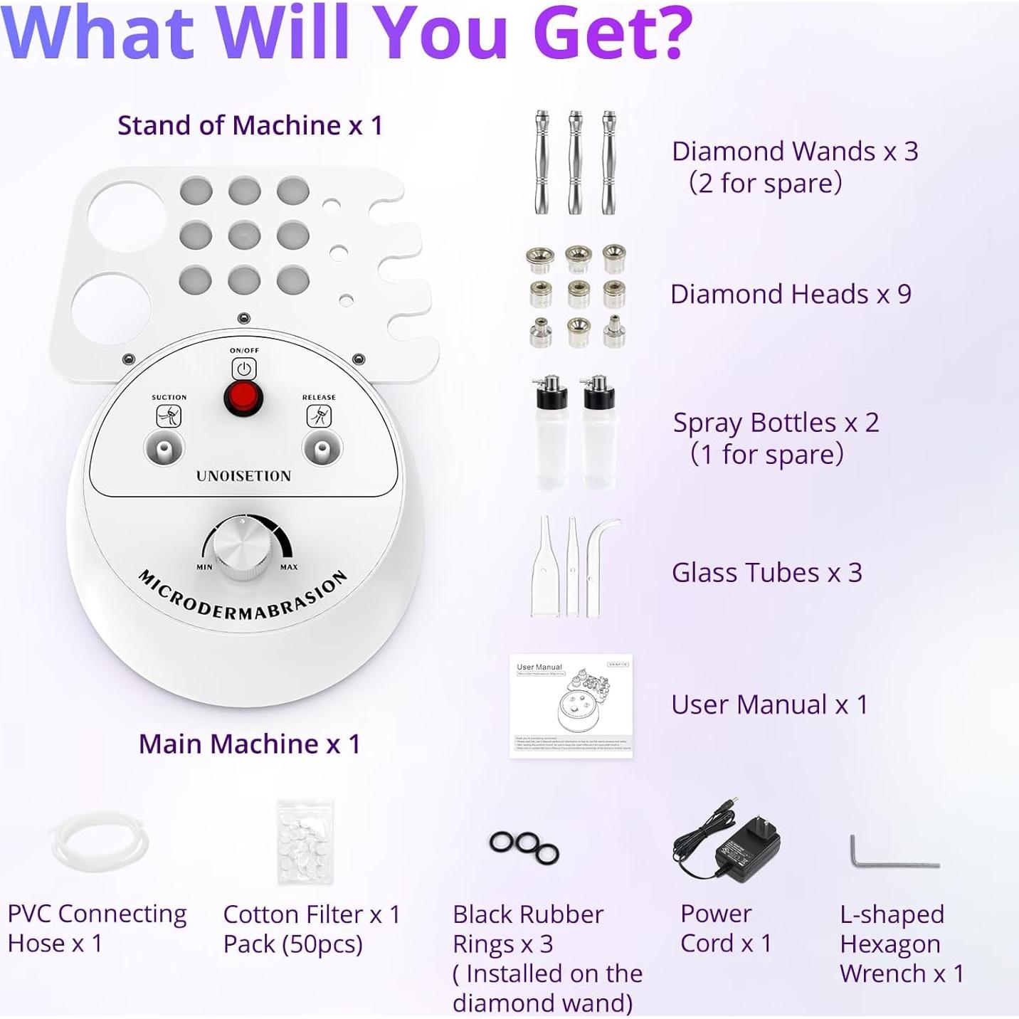 Máquina de Microdermoabrasión UNOISETION 3 en 1 Facial 18x13cm