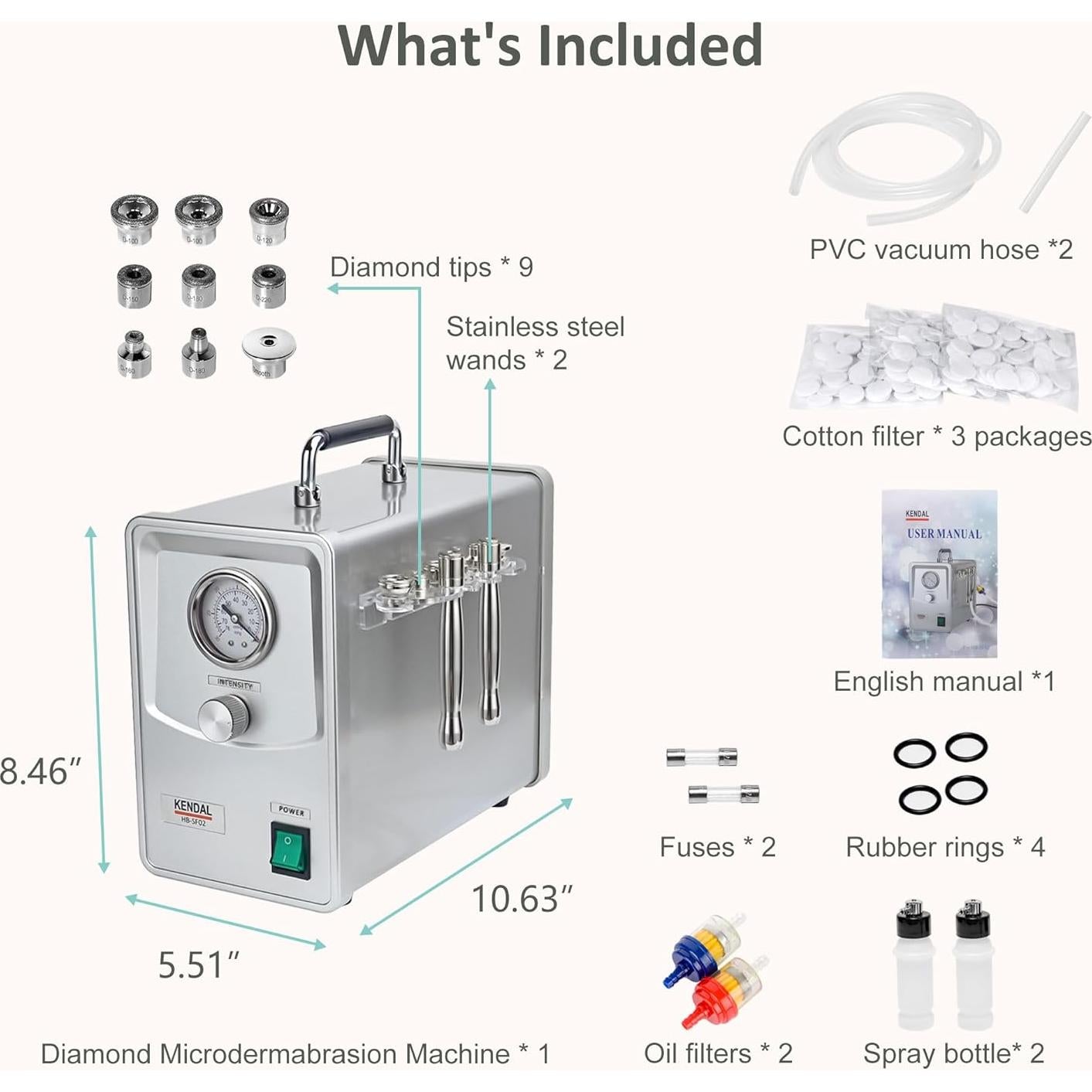 Máquina de Microdermoabrasión Kendal PWSF02 con Spray Facial