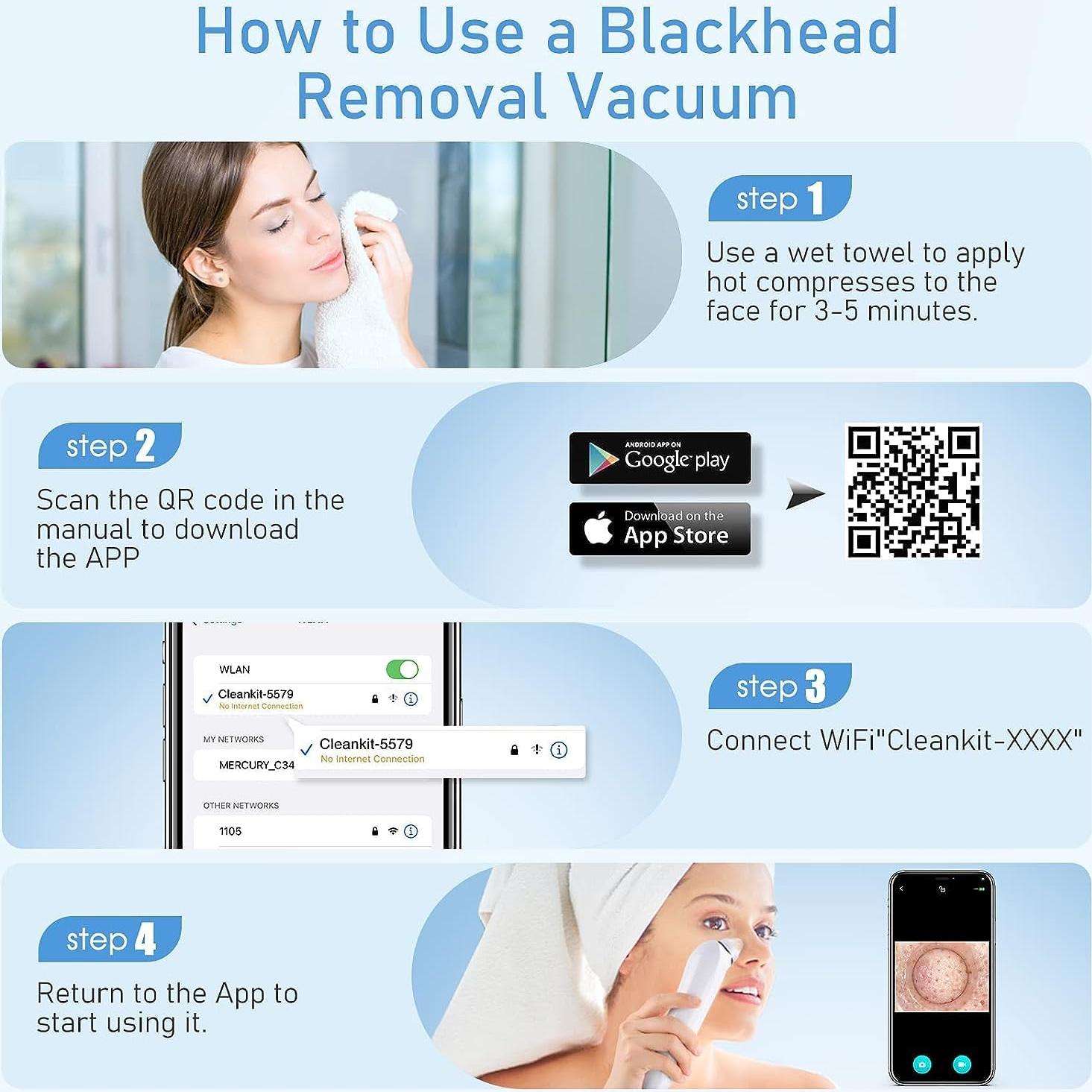 Aspiradora de Puntos Negros Ottleba H200 USB 3 Modos 6 Cabezales