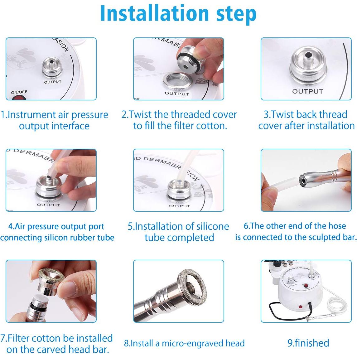 Máquina de Microdermoabrasión 3 en 1 Beauty Star con 9 Cabezas